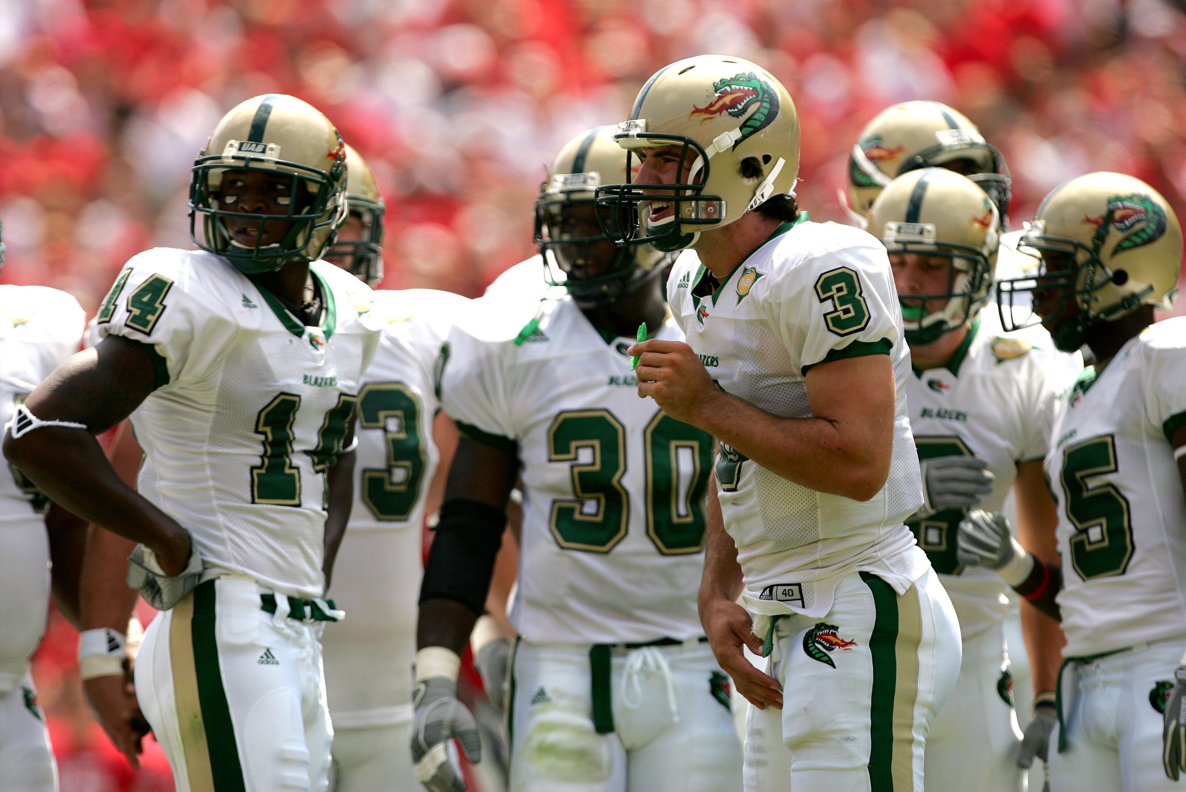 ATHENS, GA - SEPTEMBER 16:  Sam Hunt #3 of the UAB Blazers checks the sidelines for a play during their game against the Georgia Bulldogs on September 16, 2006 at Sanford Stadium in Athens, Georgia.  (Photo by Streeter Lecka/Getty Images)