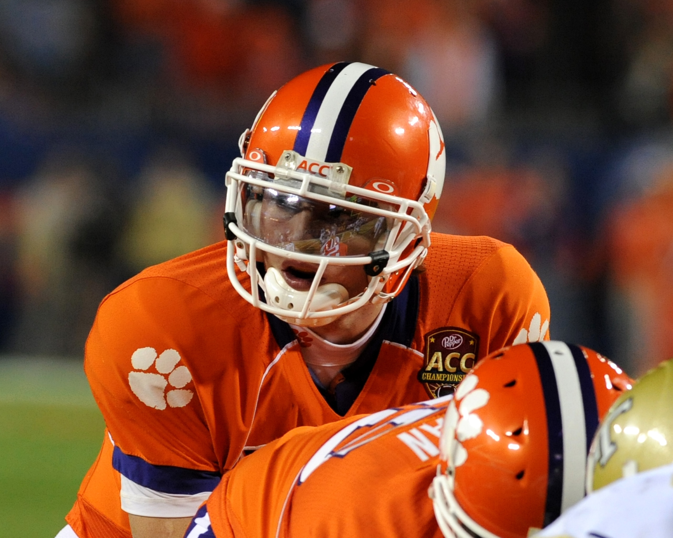 TAMPA, FL - DECEMBER 5: Quarterback Kyle Parker #11 of the Clemson Tigers directs play at the six-yard line in the first quarter against the Georgia Tech Yellow Jackets in the 2009 ACC Football Championship Game December 5, 2009 at Raymond James Stadium i
