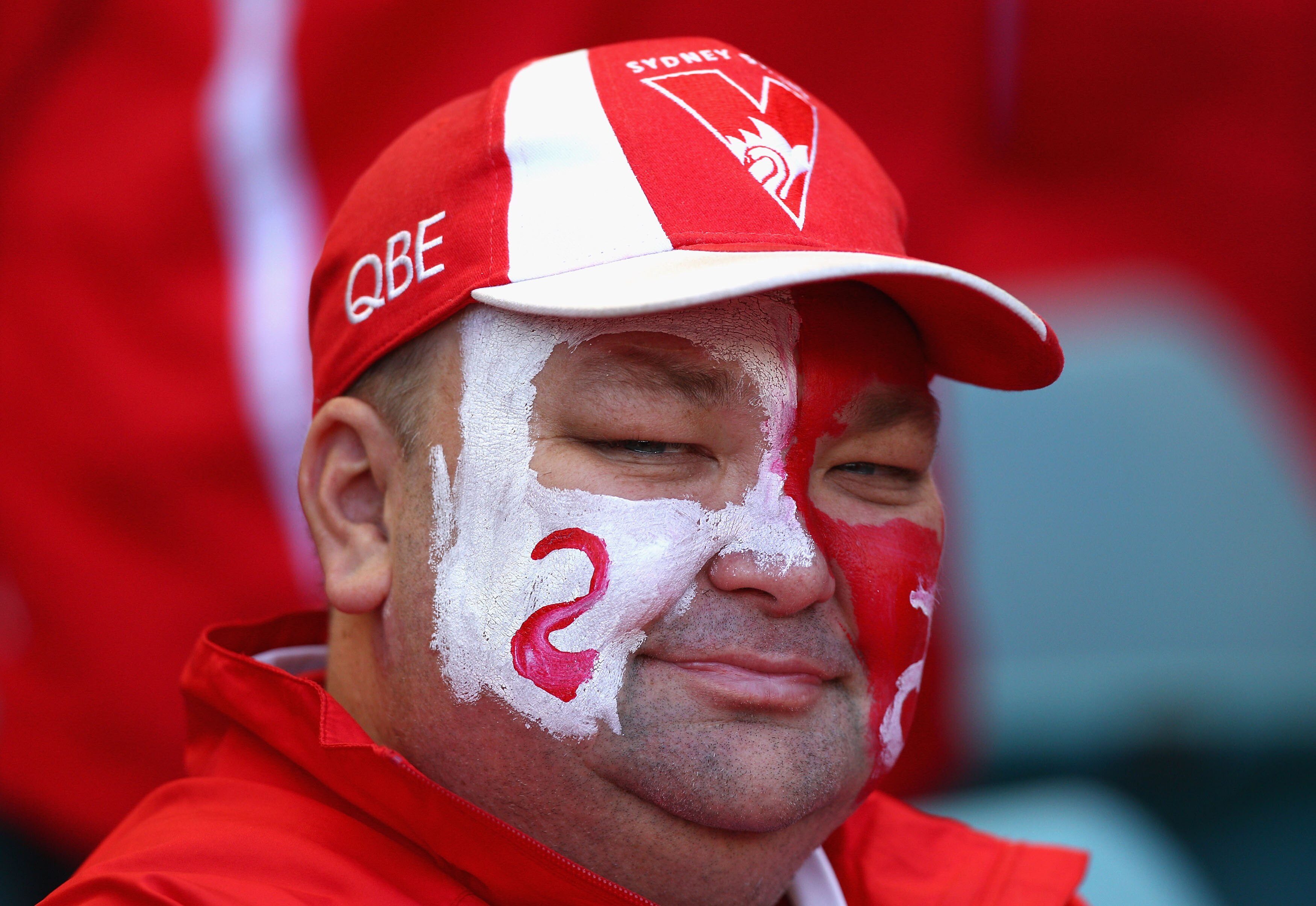 SYDNEY, AUSTRALIA - SEPTEMBER 05:  Swans fans look on during the AFL First Elimination Final match between the Sydney Swans and the Carlton Blues at ANZ Stadium on September 5, 2010 in Sydney, Australia.  (Photo by Ryan Pierse/Getty Images)