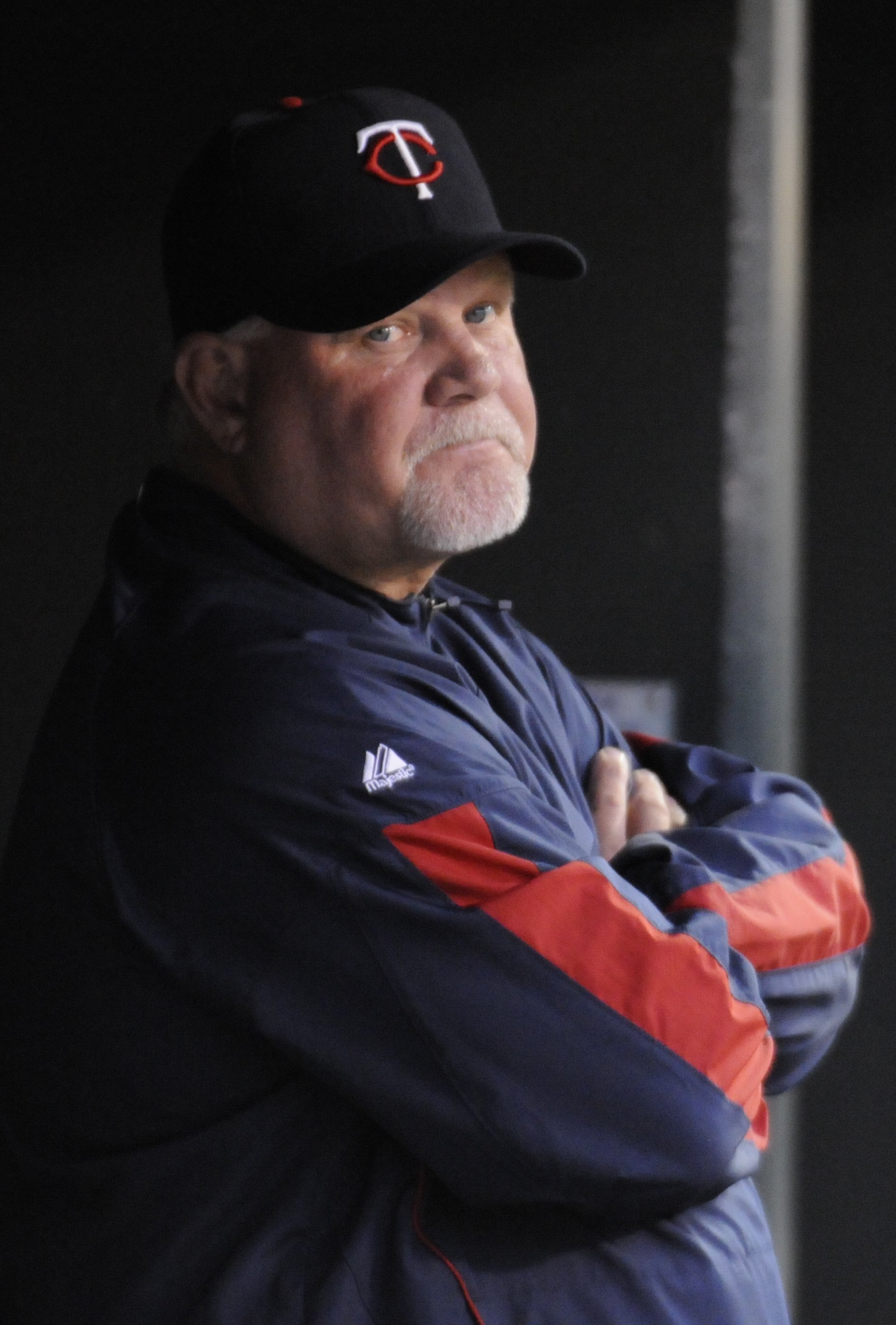 MINNEAPOLIS, MN - MAY 26: Manager Ron Gardenhire #35 of the Minnesota Twins in the dugout in the eighth inning against the New York Yankees during the game on May 26, 2010 at Target Field in Minneapolis, Minnesota. The Yankees defeated the Twins 3-2. (Pho