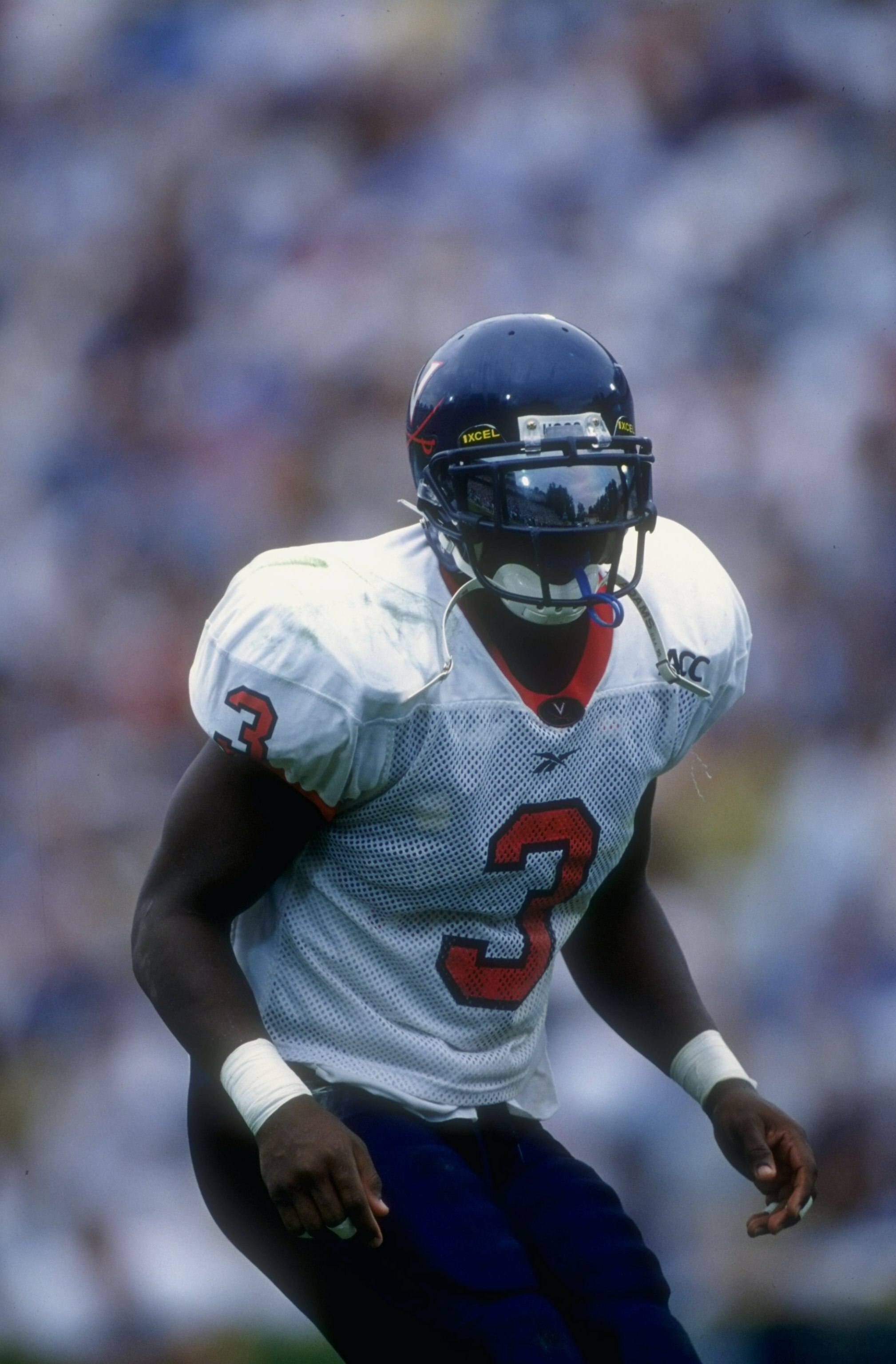 27 Sep 1997:  Anthony Poindexter #3 of the Virginia Cavaliers looks on during a game against the North Carolina Tarheels at the Kenan Stadium in Chapel Hill, North Carolina. The Tarheels defeated the Cavaliers 48-20. Mandatory Credit: Doug Pensinger  /All