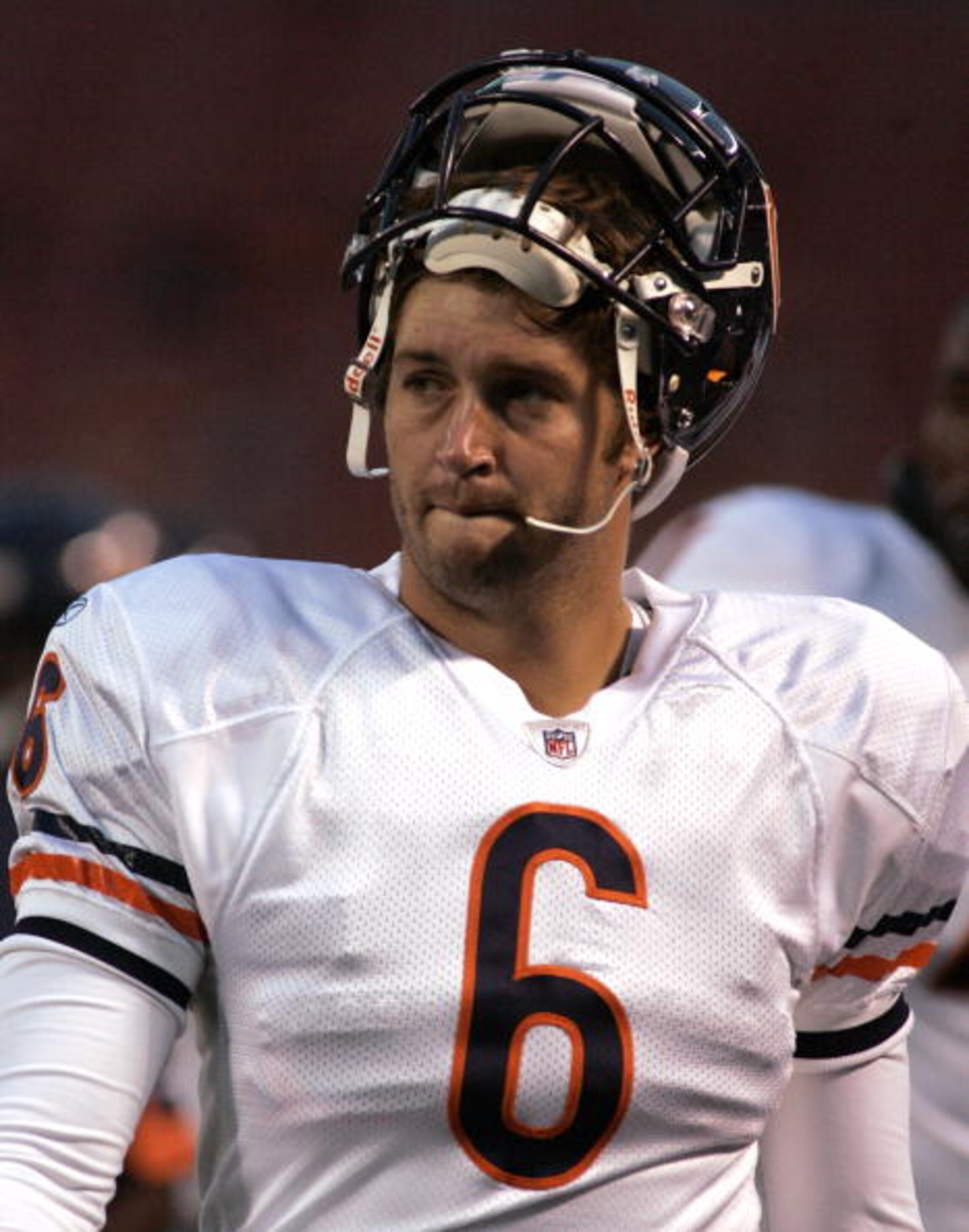 CLEVELAND - SEPTEMBER 2: Jay Cutler #6 of the Chicago Bears warms up before the preseason game against the Cleveland Browns on September 2, 2010 at Cleveland Browns Stadium in Cleveland, Ohio. The Browns defeated the Bears 13-10. (Photo by Justin K. Aller