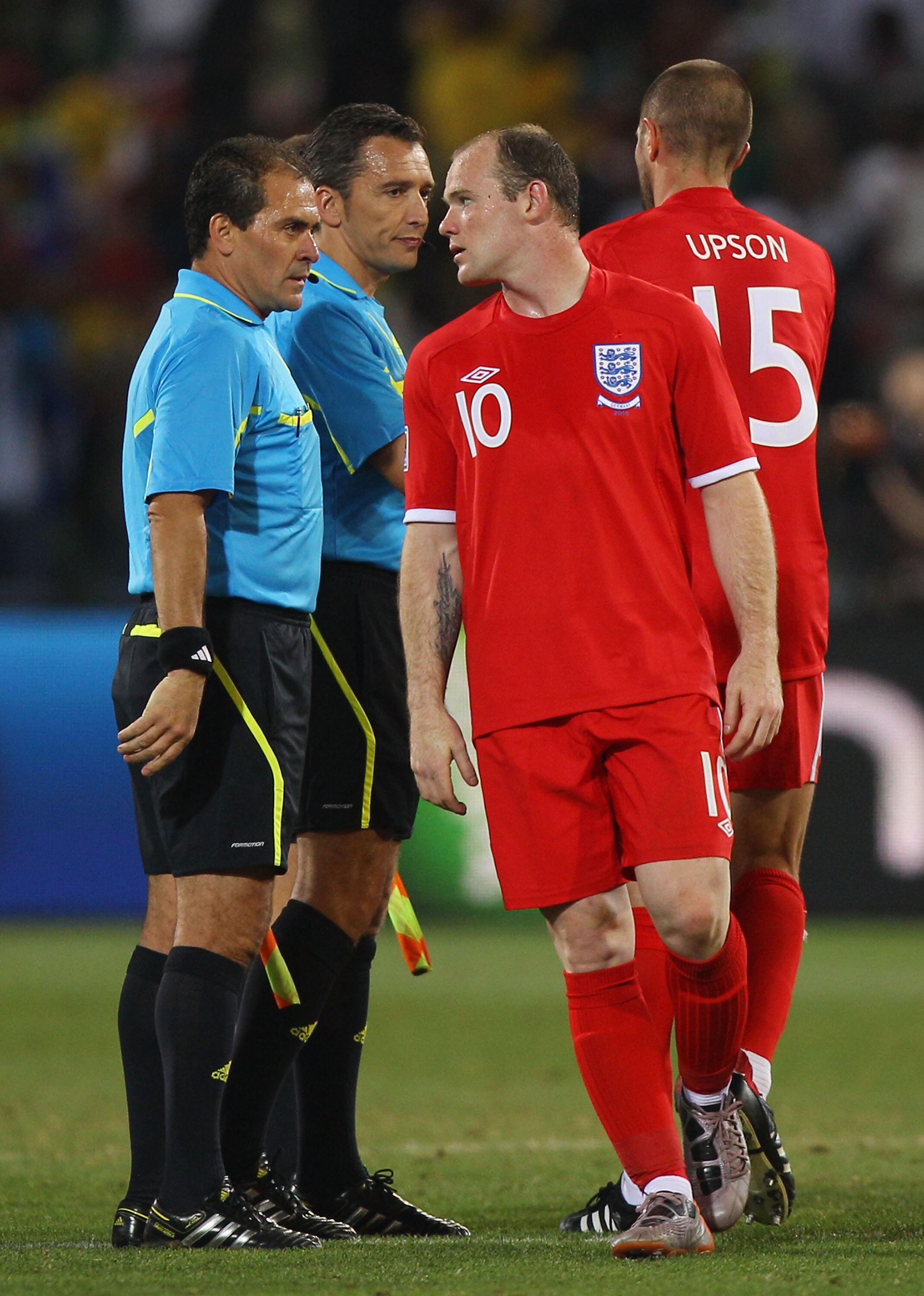 BLOEMFONTEIN, SOUTH AFRICA - JUNE 27:  Wayne Rooney of England looks dejected at the final whistle after suffering defeat to Germany following the 2010 FIFA World Cup South Africa Round of Sixteen match between Germany and England at Free State Stadium on
