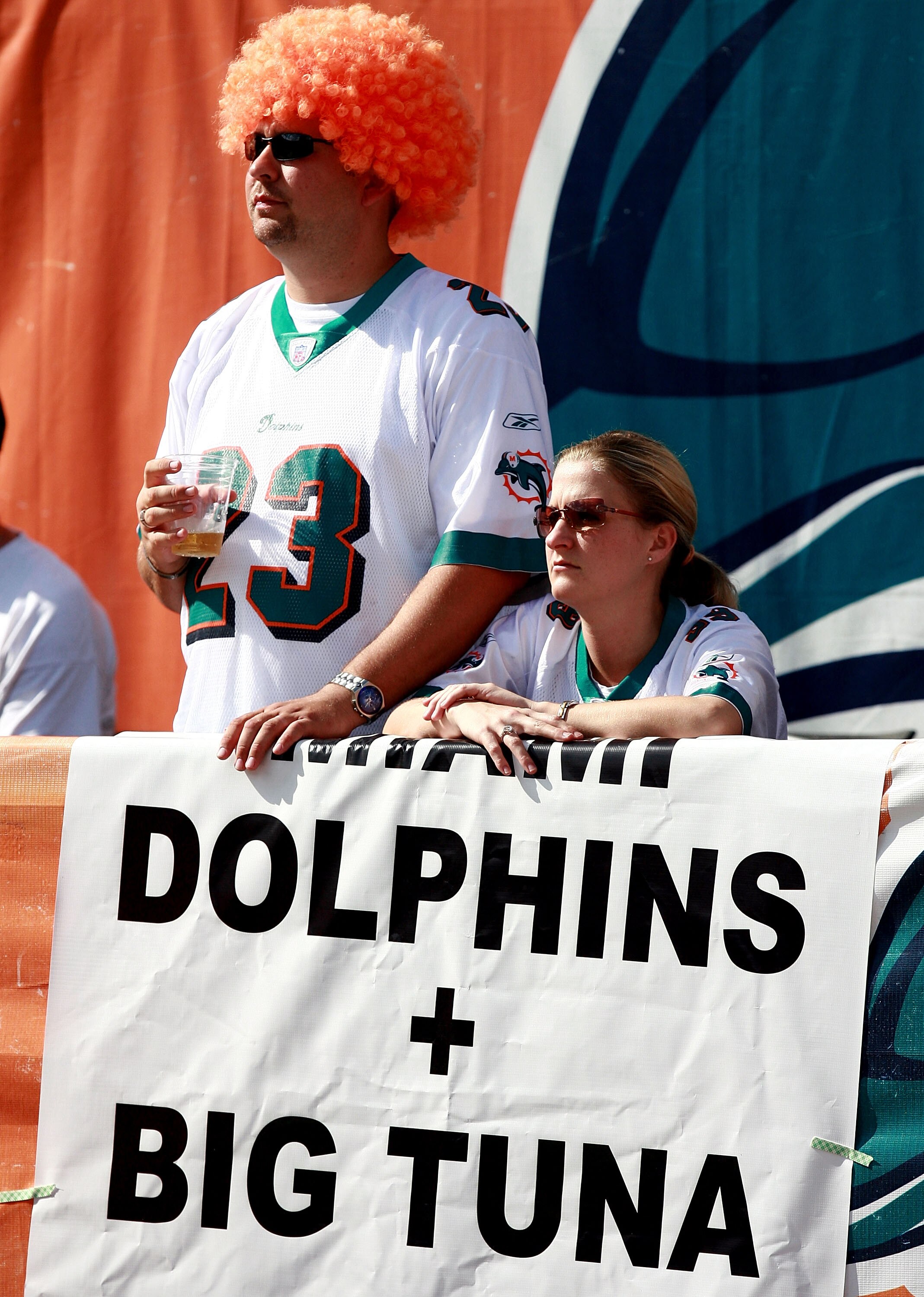 MIAMI - DECEMBER 30:  Fans show their support for Bill Parcells as the Cincinnati Bengals take on the Miami Dolphins at Dolphin Stadium on December 30, 2007 in Miami, Florida. The Bengals defeated the Dolphins 38-25.  (Photo by Doug Benc/Getty Images)
