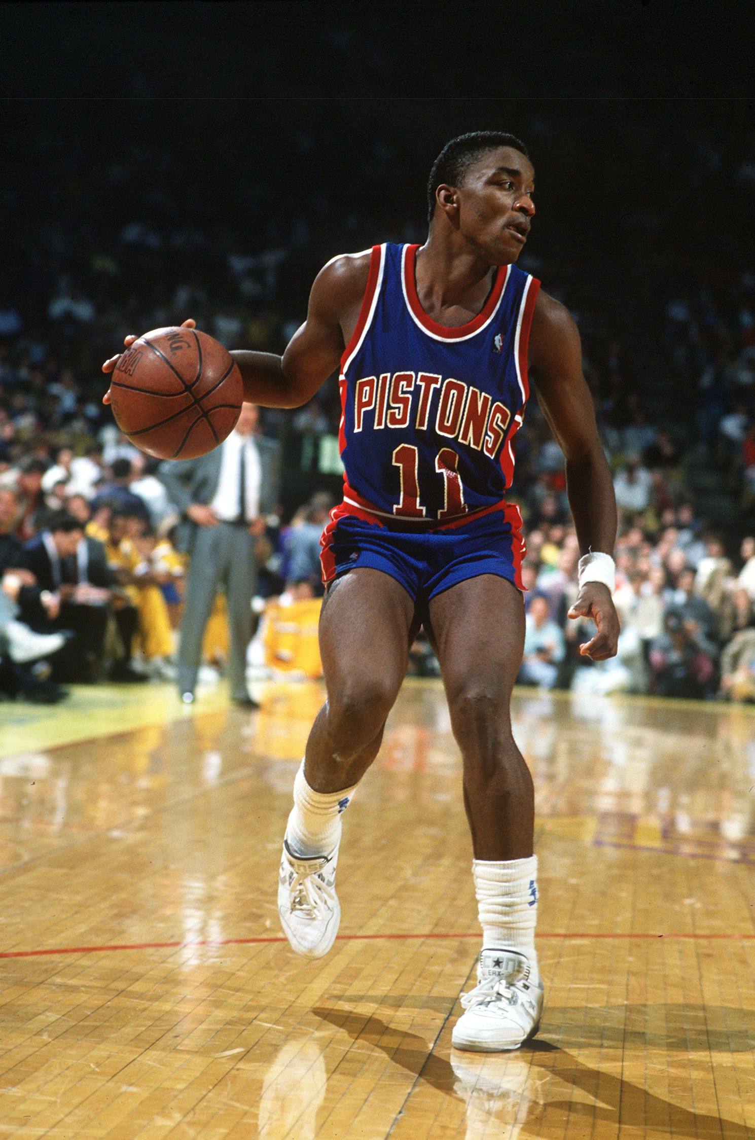 11 May 1994: DETROIT POINT GUARD ISIAH THOMAS DURING THE PISTONS GAME AT THE LOS ANGELES LAKERS.