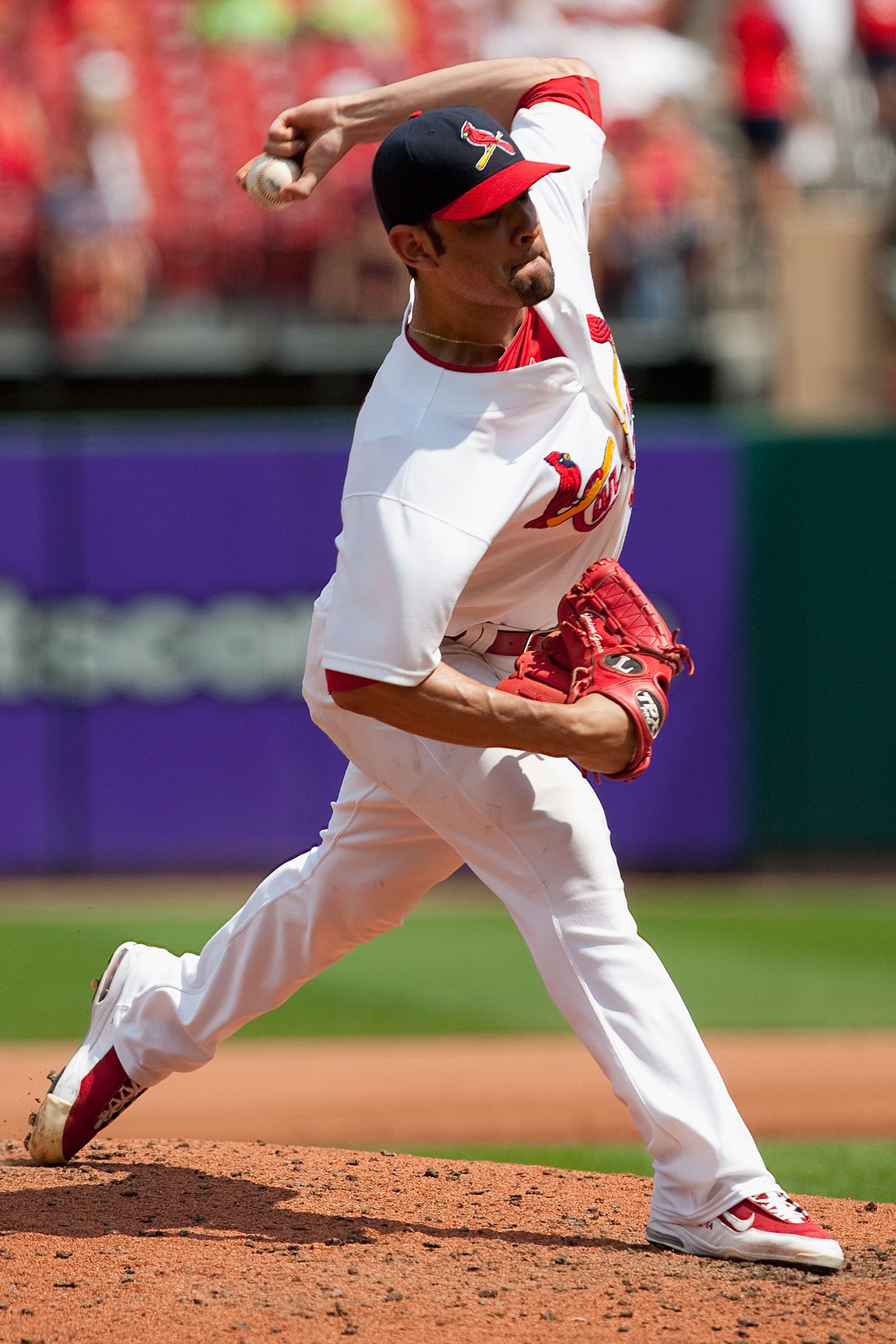 ST. LOUIS - AUGUST 22: Starter Jaime Garcia #54 of the St. Louis Cardinals pitches against the San Francisco Giants at Busch Stadium on August 22, 2010 in St. Louis, Missouri.  (Photo by Dilip Vishwanat/Getty Images)