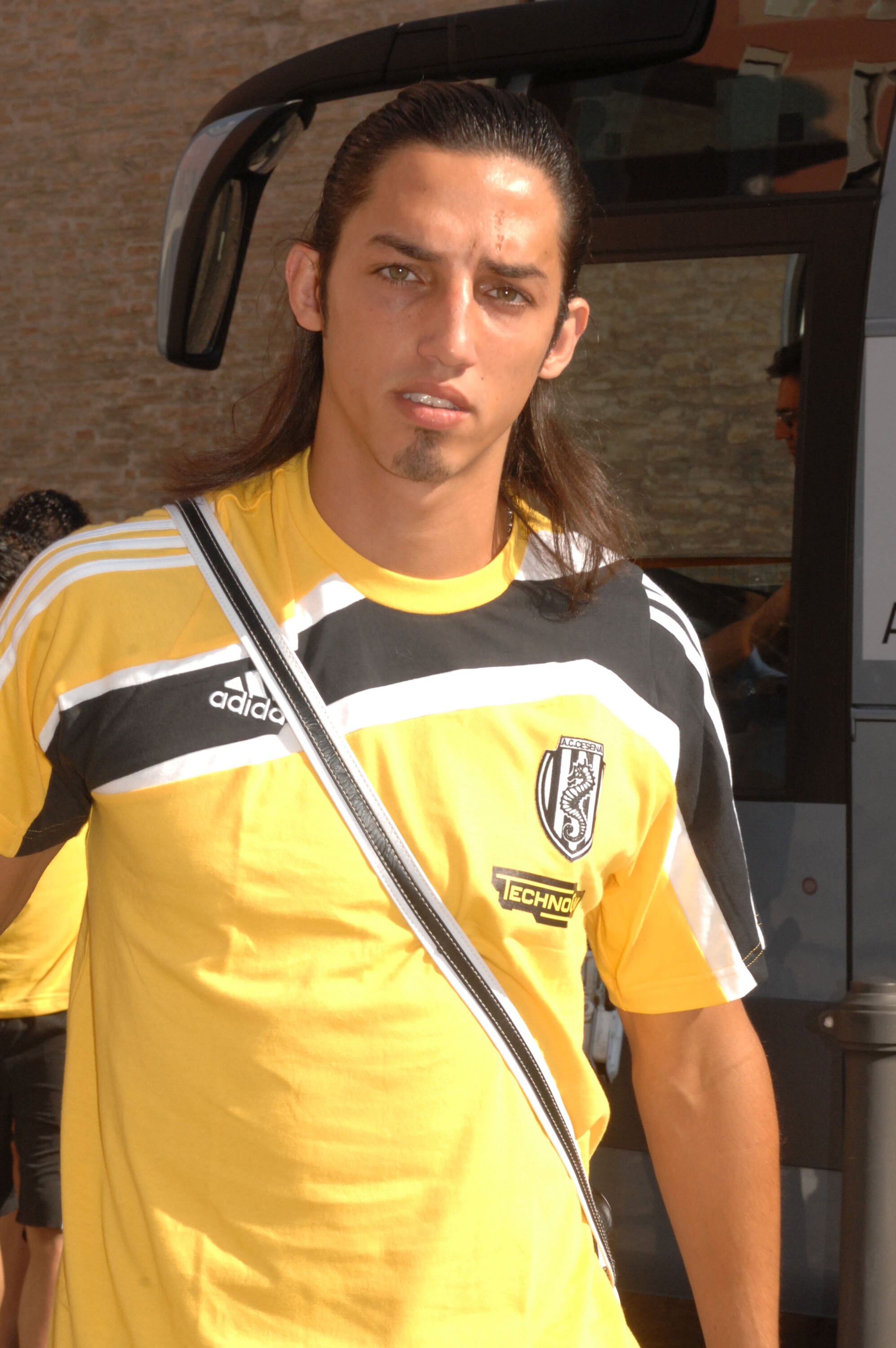 CESENA, ITALY - JULY 14: Ezequiel Schelotto, player of  A.C. Cesena football team of italian Serie A league, attends to the press conference at Bonci theatre on July 14, 2010 in Cesena, Italy.  (Photo by Roberto Serra/Getty Images)