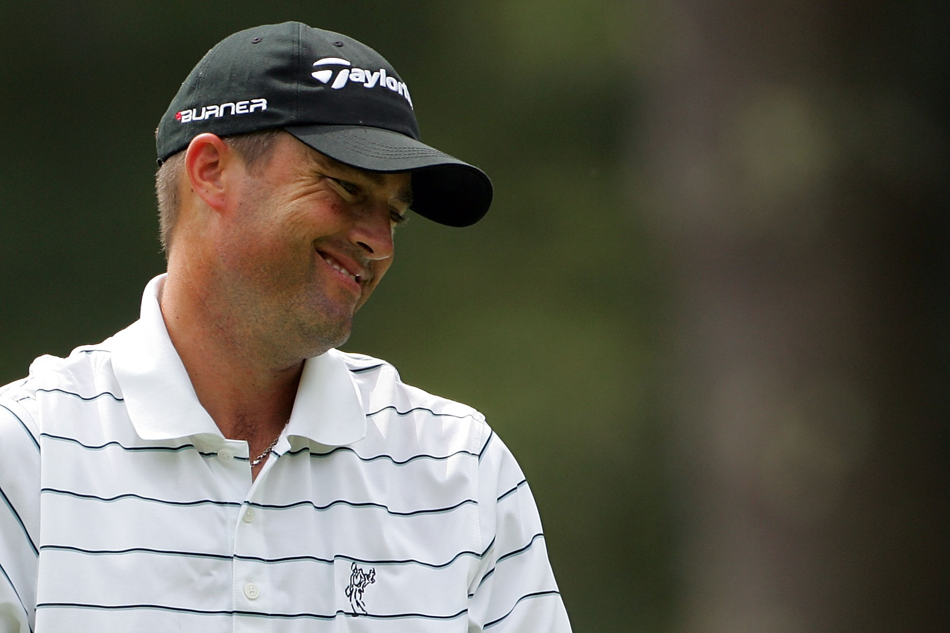NORTON, MA - SEPTEMBER 03:  Ryan Palmer reatcs to missing a birdie putt on the seventh green during the first round of the Deutsche Bank Championship at TPC Boston on September 3, 2010 in Norton, Massachusetts.  (Photo by Michael Cohen/Getty Images)