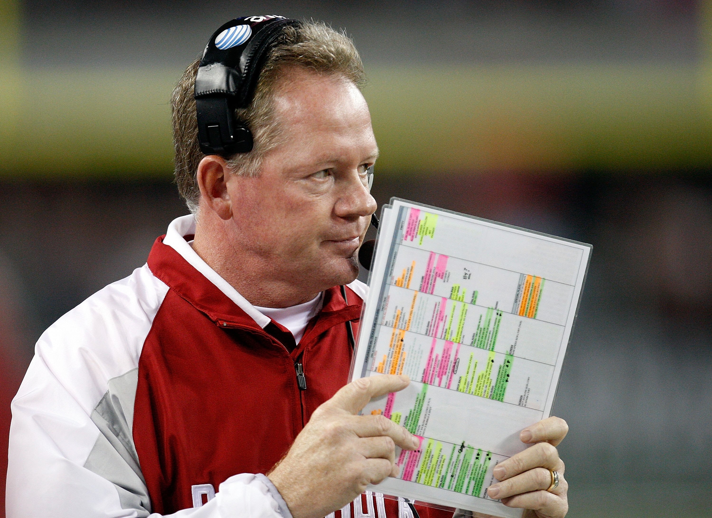ARLINGTON, TX - OCTOBER 03:  Head coach Bobby Petrino of the Arkansas Razorbacks at Cowboys Stadium on October 3, 2009 in Arlington, Texas.  (Photo by Ronald Martinez/Getty Images)