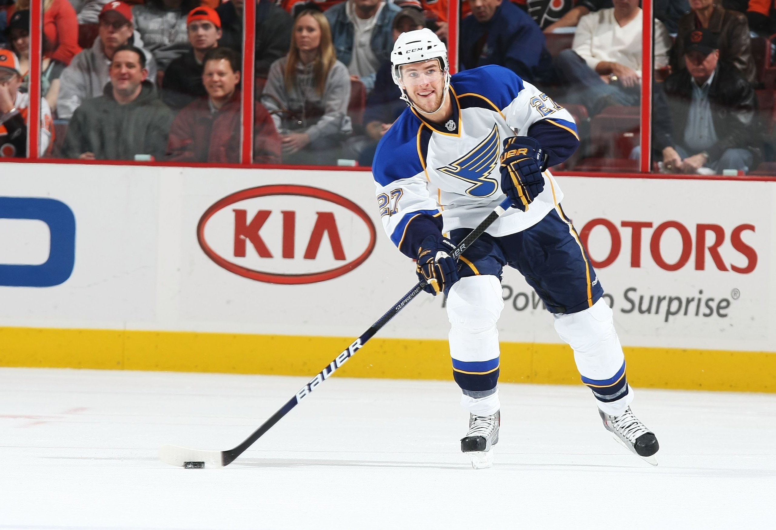 PHILADELPHIA, PA - NOVEMBER 07:  Alex Pietrangelo #27 of the St. Louis Blues in action against The Philadelphia Flyers during their game on November 7, 2009 at The Wachovia Center in Philadelphia, Pennsylvania.  (Photo by Al Bello/Getty Images)