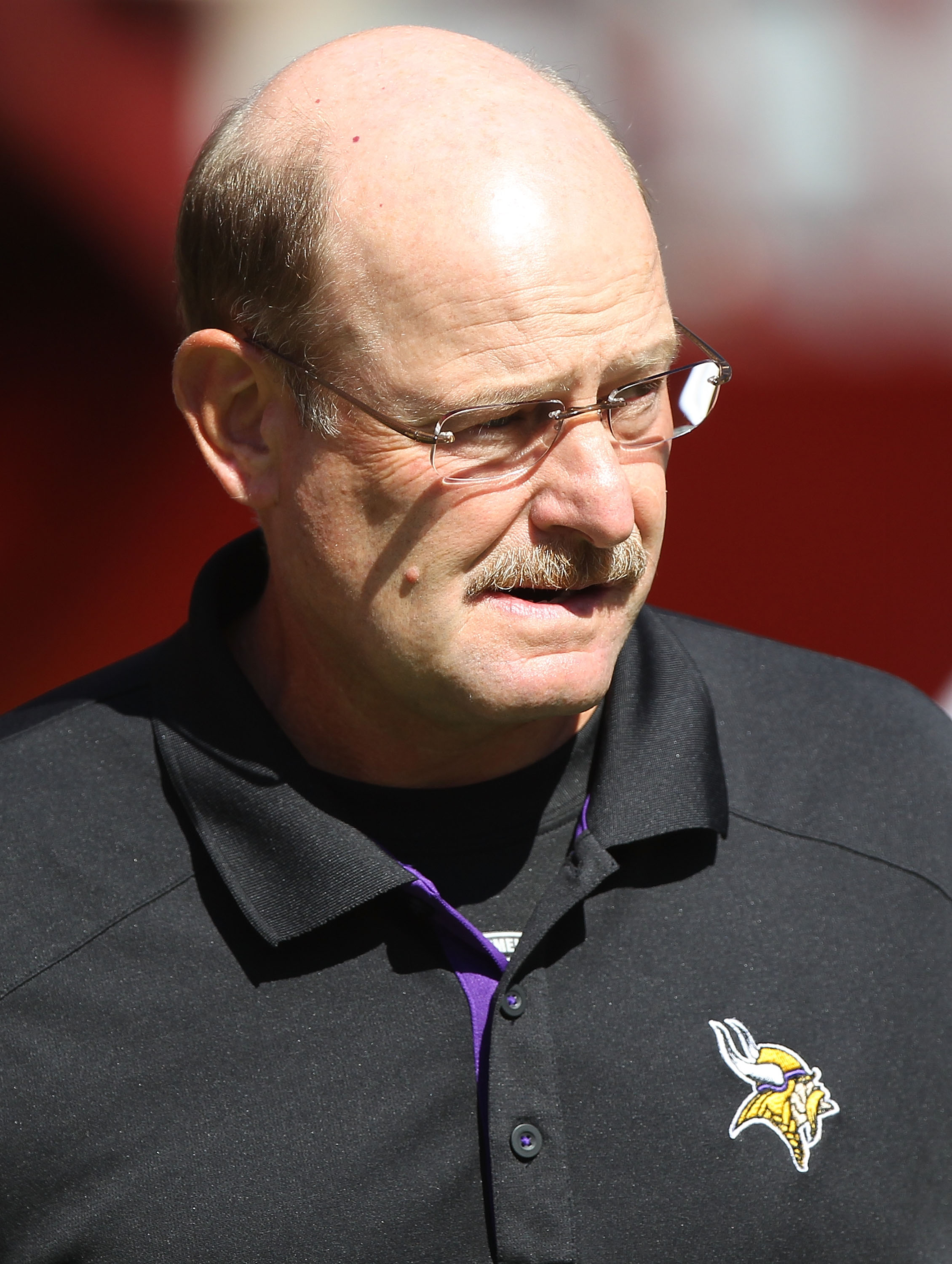 SAN FRANCISCO - AUGUST 22: Head coach Brad Childress of the Minnesota Vikings looks on against the San Francisco 49er during an NFL pre-season game at Candlestick Park on August 22, 2010 in San Francisco, California. (Photo by Jed Jacobsohn/Getty Images) SAN FRANCISCO - AUGUST 22: Head coach Brad Childress of the Minnesota Vikings looks on against the San Francisco 49er during an NFL pre-season game at Candlestick Park on August 22, 2010 in San Francisco, California. (Photo by Jed Jacobsohn/Getty Images)