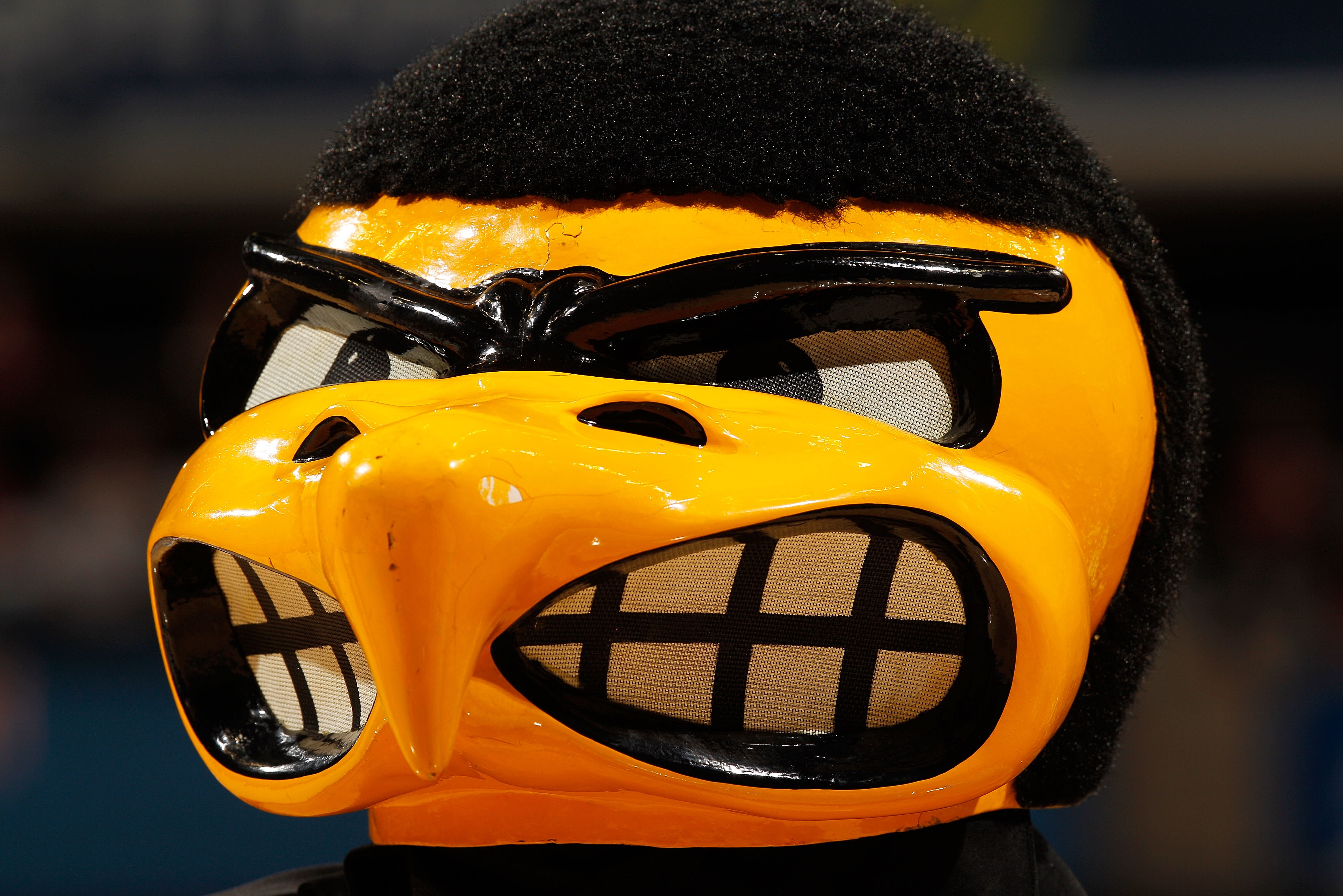 INDIANAPOLIS - MARCH 11:  'Herky', mascot of the Iowa Hawkeyes performs during the game against the Michigan Wolverines in the first round of the Big Ten Men's Basketball Tournament at Conseco Fieldhouse on March 11, 2010 in Indianapolis, Indiana.  (Photo
