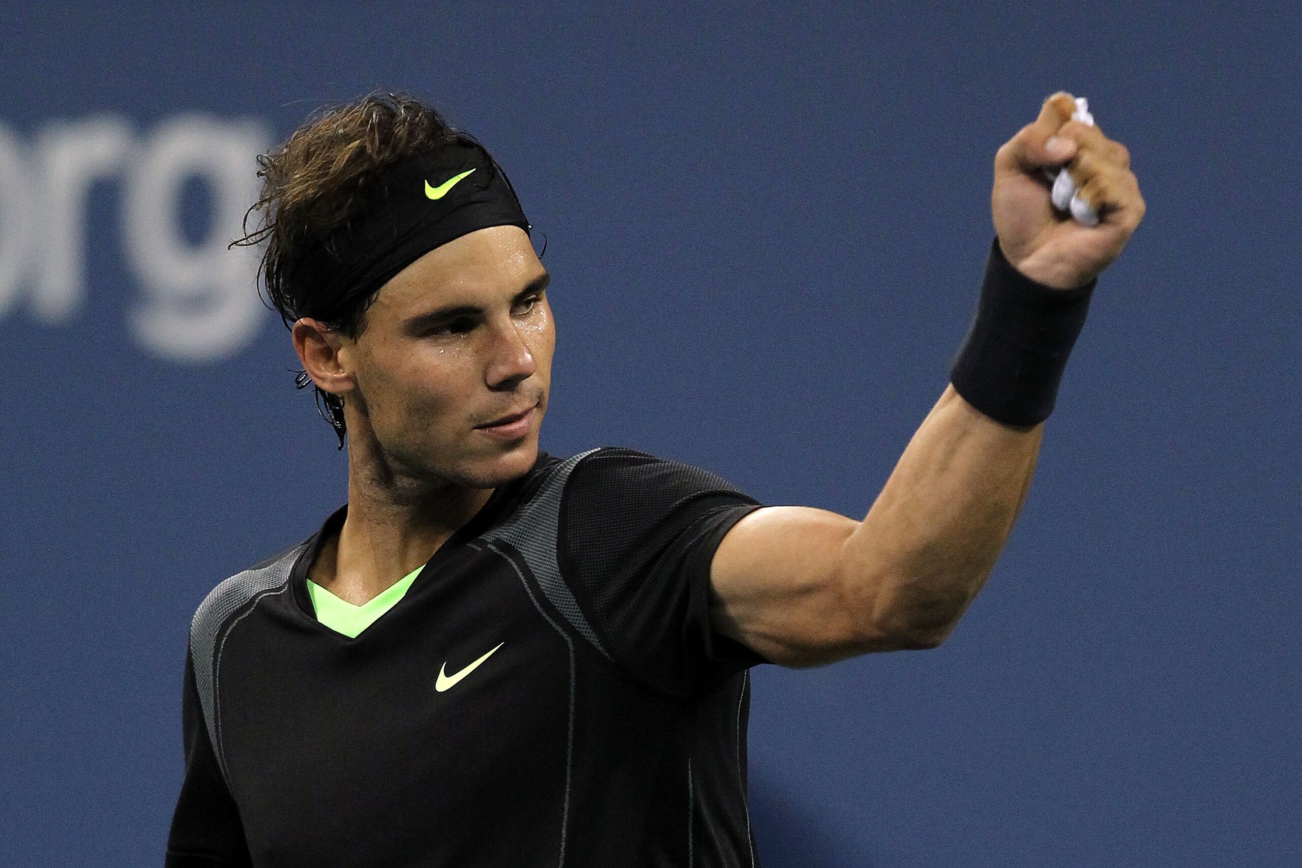 NEW YORK - SEPTEMBER 07:  Rafael Nadal of Spain celebrates after he won match point against Feliciano Lopez of Spain during his men's singles match on day nine of the 2010 U.S. Open at the USTA Billie Jean King National Tennis Center on September 7, 2010