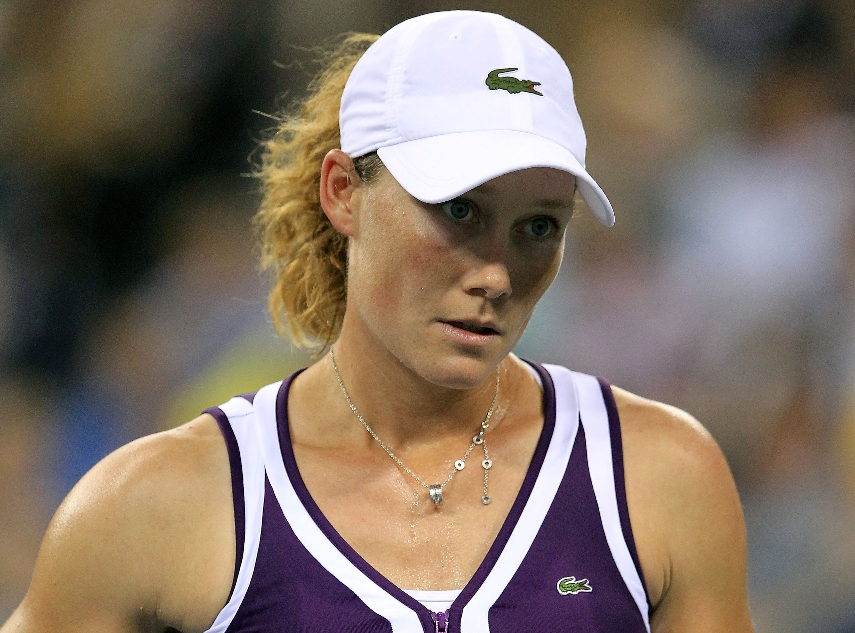 NEW YORK - SEPTEMBER 07:  Samantha Stosur of Australia looks on against Kim Clijsters of Belgium during day nine of the 2010 U.S. Open at the USTA Billie Jean King National Tennis Center on September 7, 2010 in the Flushing neighborhood of the Queens boro