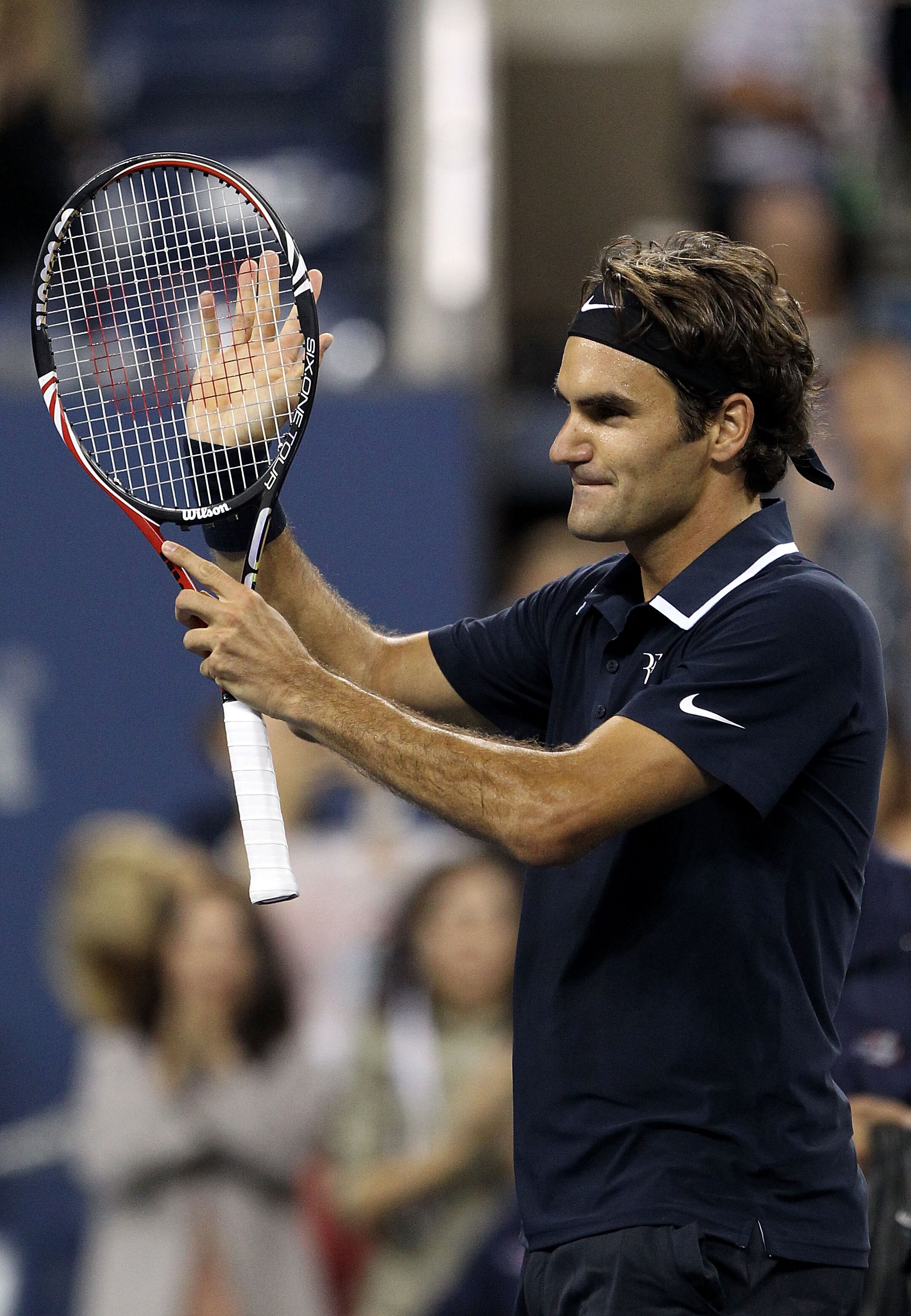 NEW YORK - SEPTEMBER 06:  Roger Federer of Switzerland celebrates after he won his match against Jurgen Melzer of Austria during day eight of the 2010 U.S. Open at the USTA Billie Jean King National Tennis Center on September 6, 2010 in the Flushing neigh