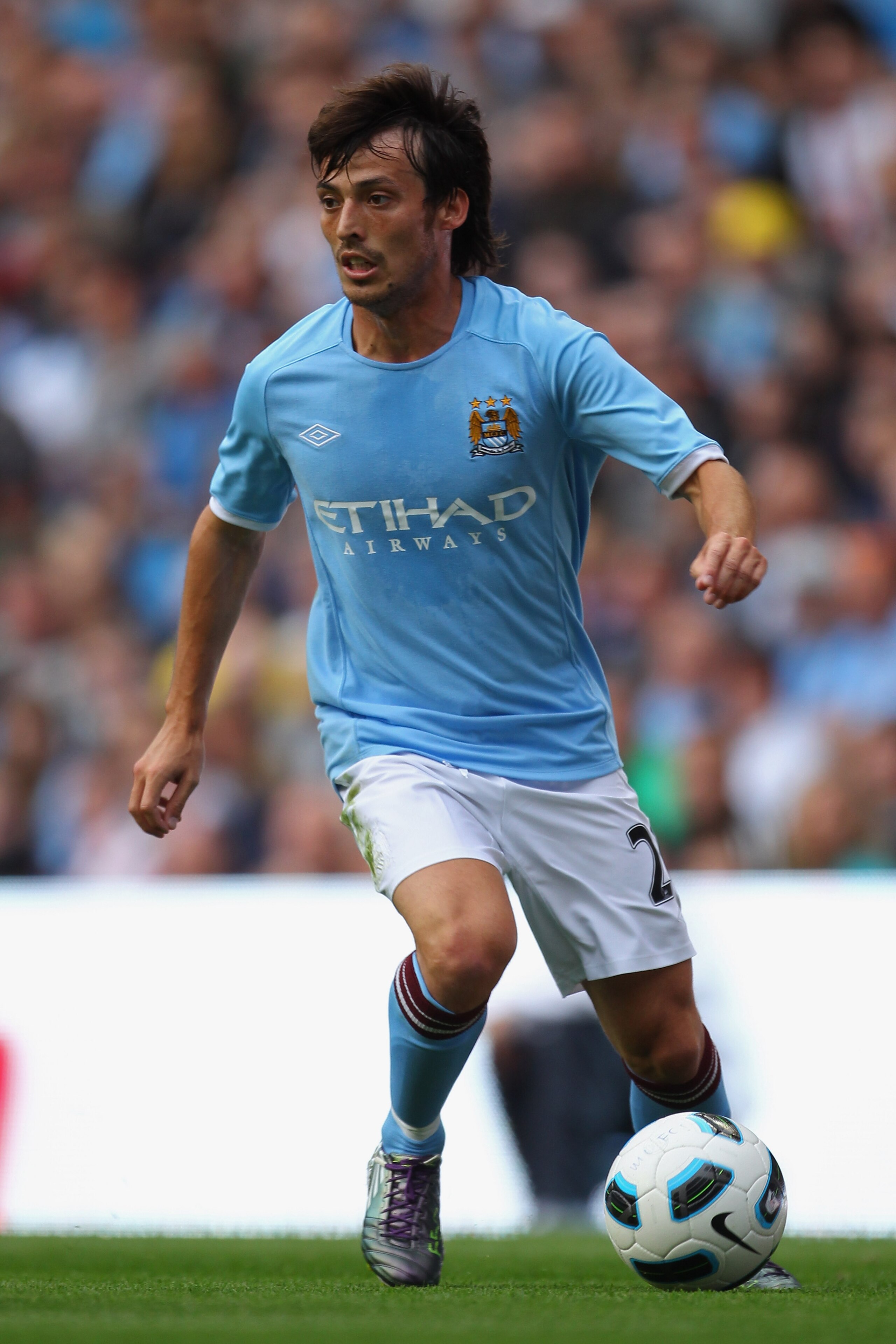 MANCHESTER, ENGLAND - AUGUST 07:  David Silva of Manchester City during the pre-season friendly match between Manchester City and Valencia at the City of Manchester Stadium on August 7, 2010 in Manchester, England.  (Photo by Alex Livesey/Getty Images)