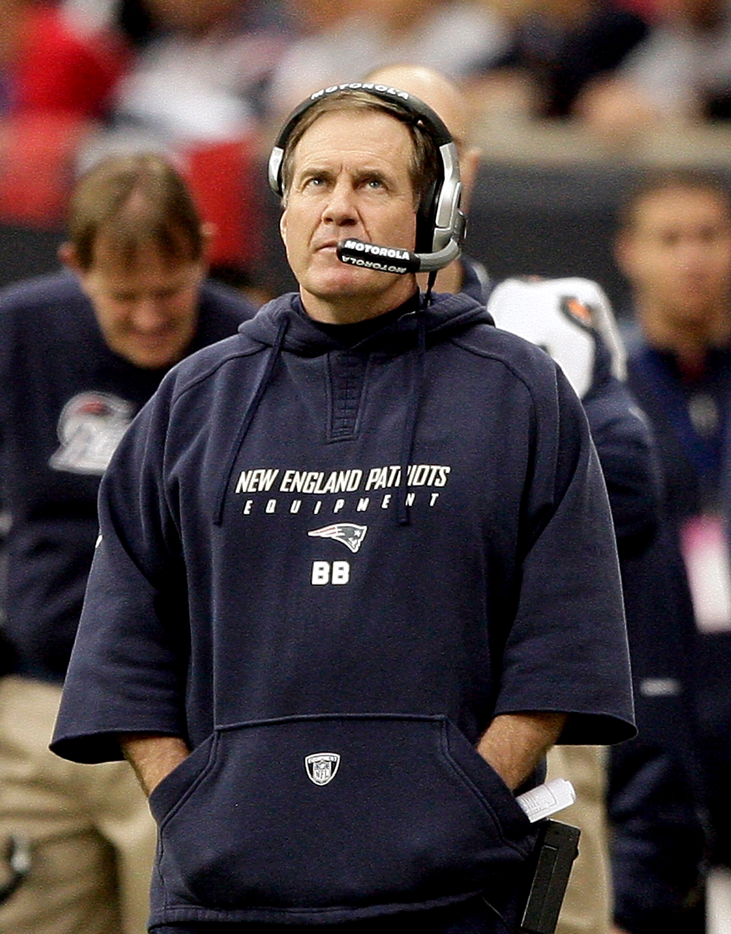 HOUSTON - JANUARY 03:  New England Patriots head coach Bill Belichick looks on from the sidelines at Reliant Stadium on January 3, 2010 in Houston, Texas.  (Photo by Bob Levey/Getty Images)