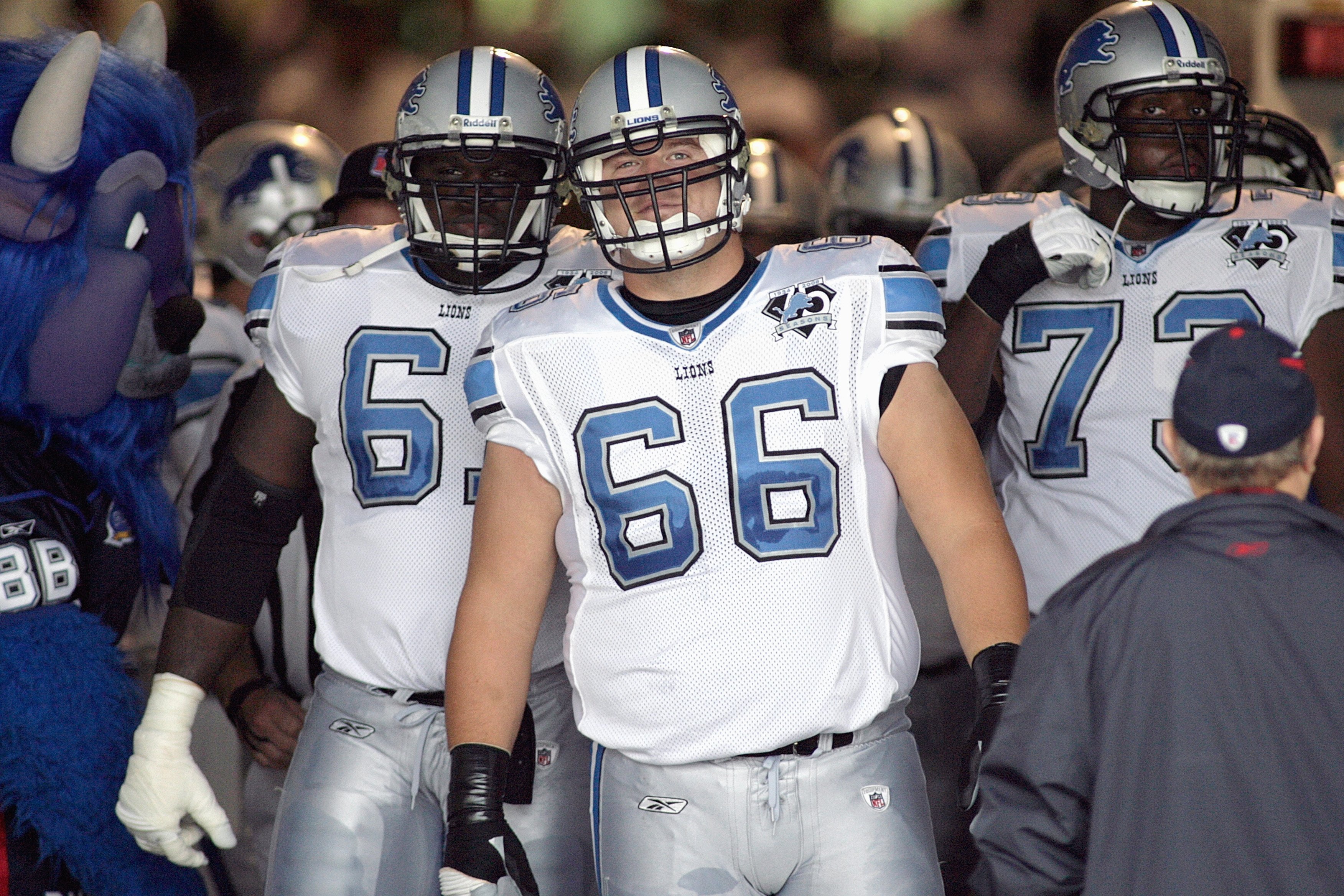 ORCHARD PARK - AUGUST 28:  Stephen Peterman #66 of the Detroit Lions enters the field before the game against the Buffalo Bills at Ralph Wilson Stadium on August 28, 2008 in Orchard Park, New York. (Photo by: Rick Stewart/Getty Images)