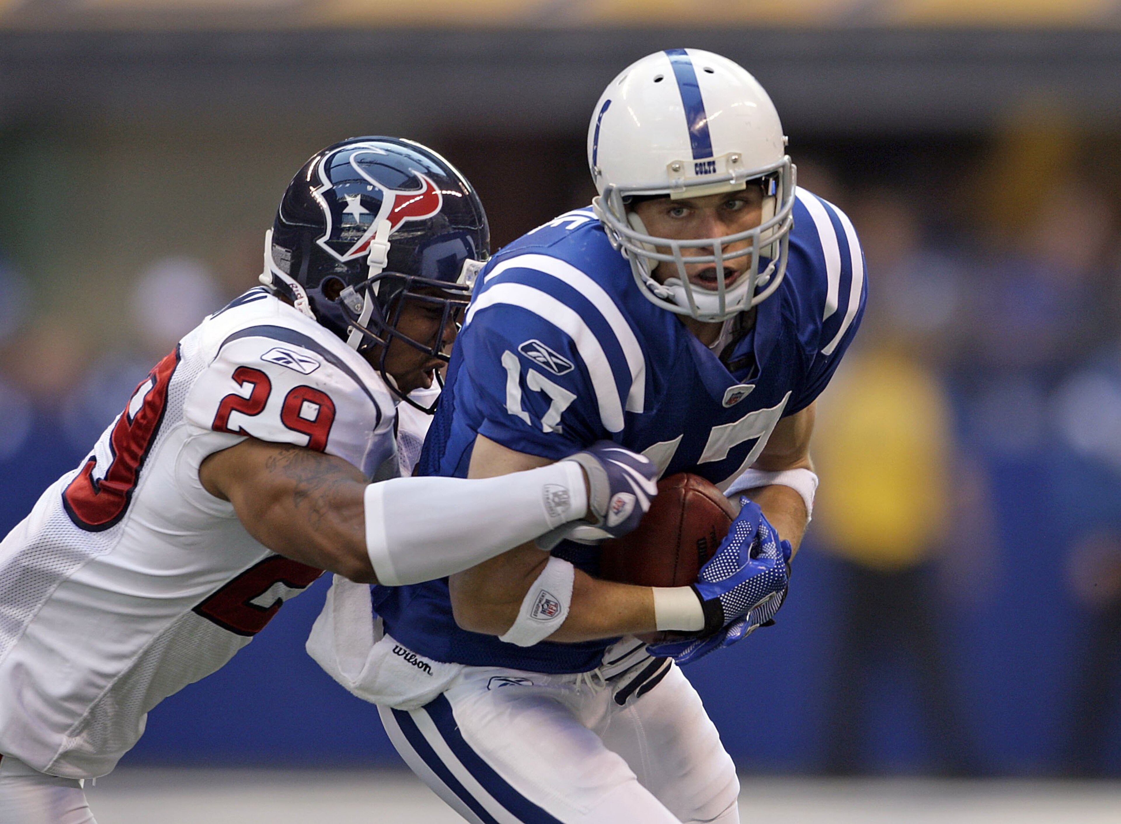 INDIANAPOLIS - NOVEMBER 8: Austin Collie #17 of the Indianapolis Colts is pictured during the NFL game against the Houston Texans at Lucas Oil Stadium on November 8, 2009 in Indianapolis, Indiana. The Colts defeated the Texans 20-17. (Photo by Andy Lyons INDIANAPOLIS - NOVEMBER 8: Austin Collie #17 of the Indianapolis Colts is pictured during the NFL game against the Houston Texans at Lucas Oil Stadium on November 8, 2009 in Indianapolis, Indiana. The Colts defeated the Texans 20-17. (Photo by Andy Lyons