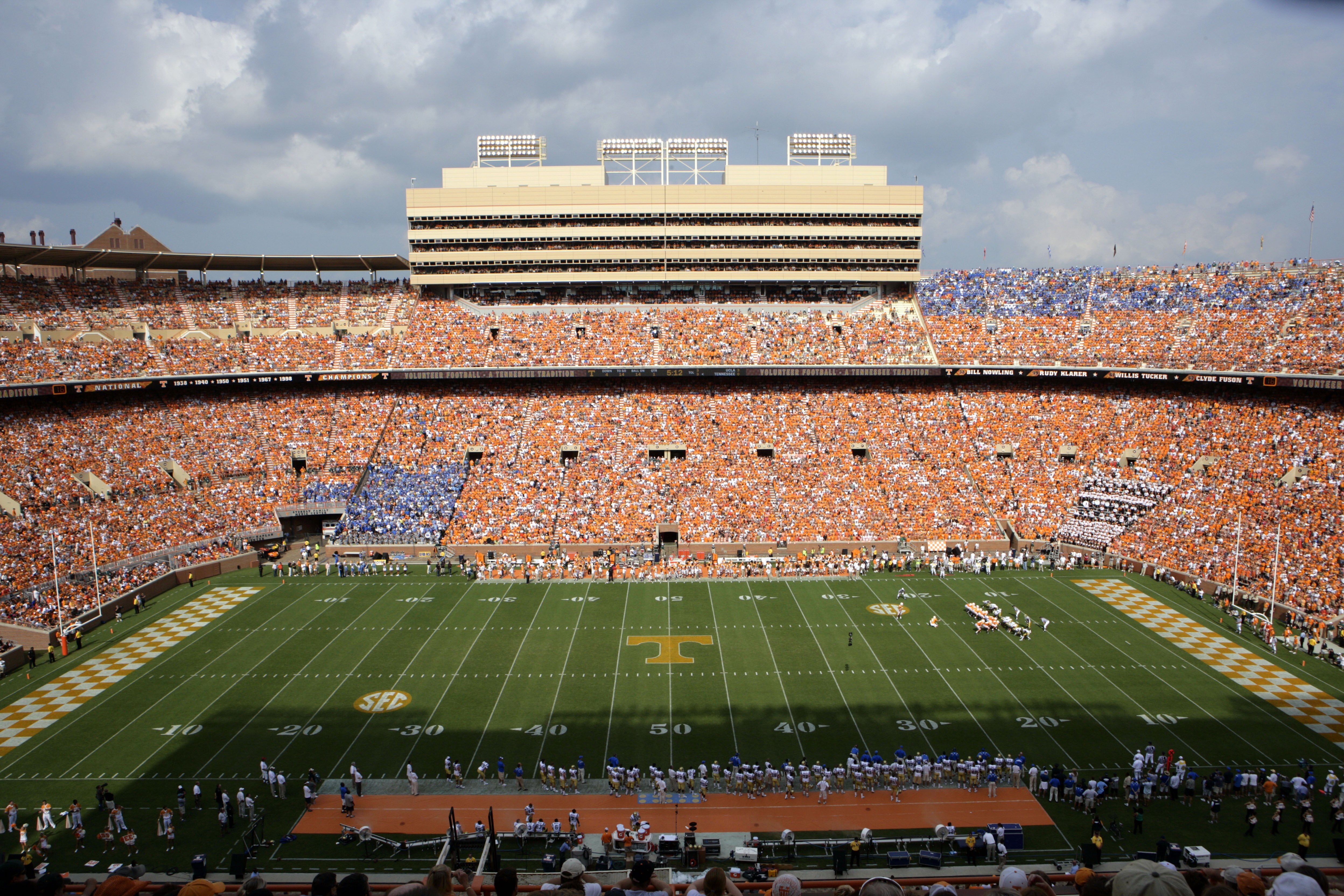 KNOXVILLE, TN - SEPTEMBER 12: A general view of the stadium during a game between the UCLA Bruins and the Tennessee Volunteers on September 12, 2009 at Neyland Stadium in Knoxville, Tennessee. UCLA beat Tennessee 19-15. (Photo by Joe Murphy/Getty Images)