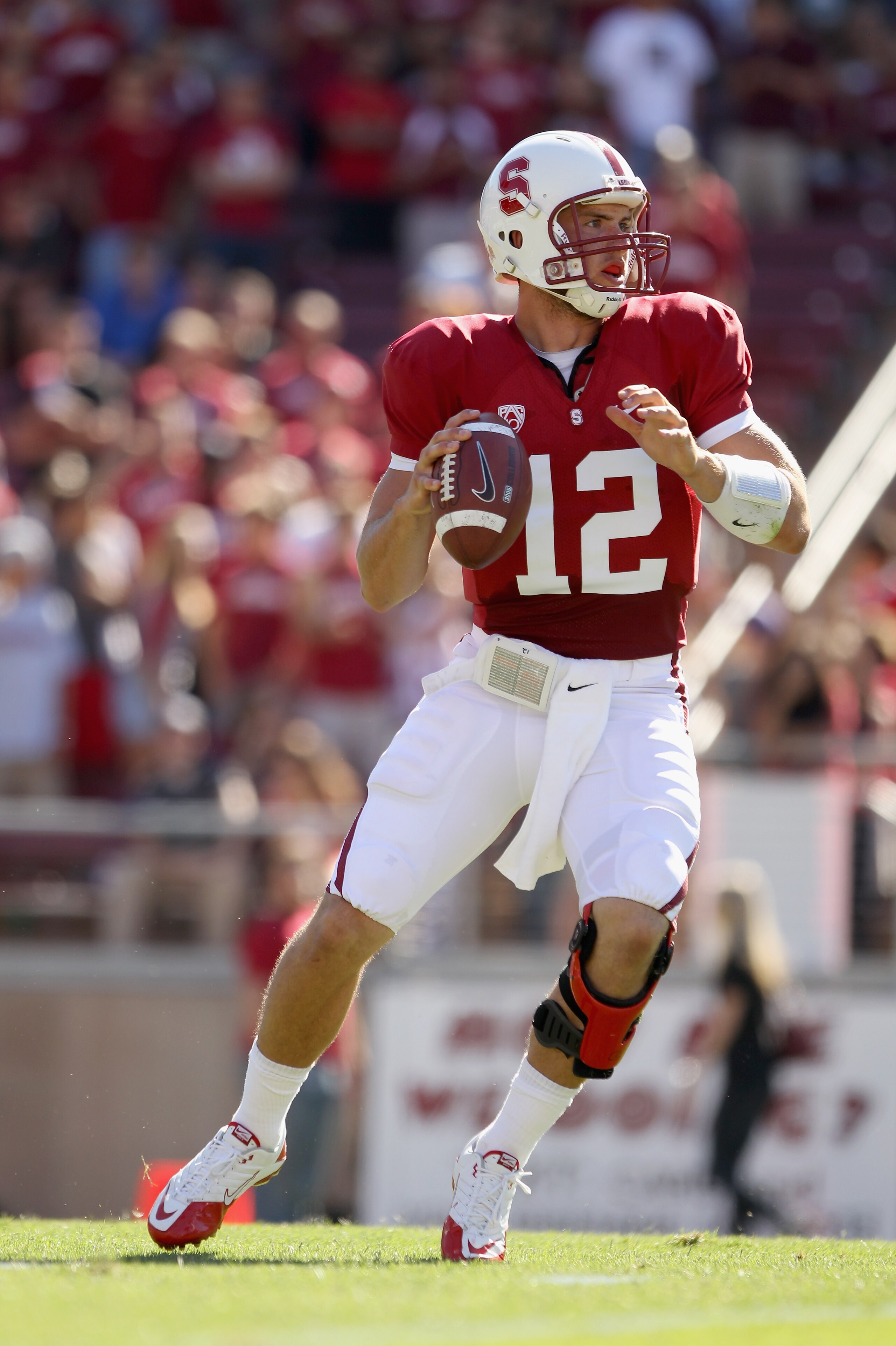 PALO ALTO, CA - SEPTEMBER 04:  Andrew Luck #12 of the Stanford Cardinal in action during their game against the Sacramento State Hornets at Stanford Stadium on September 4, 2010 in Palo Alto, California.  (Photo by Ezra Shaw/Getty Images)