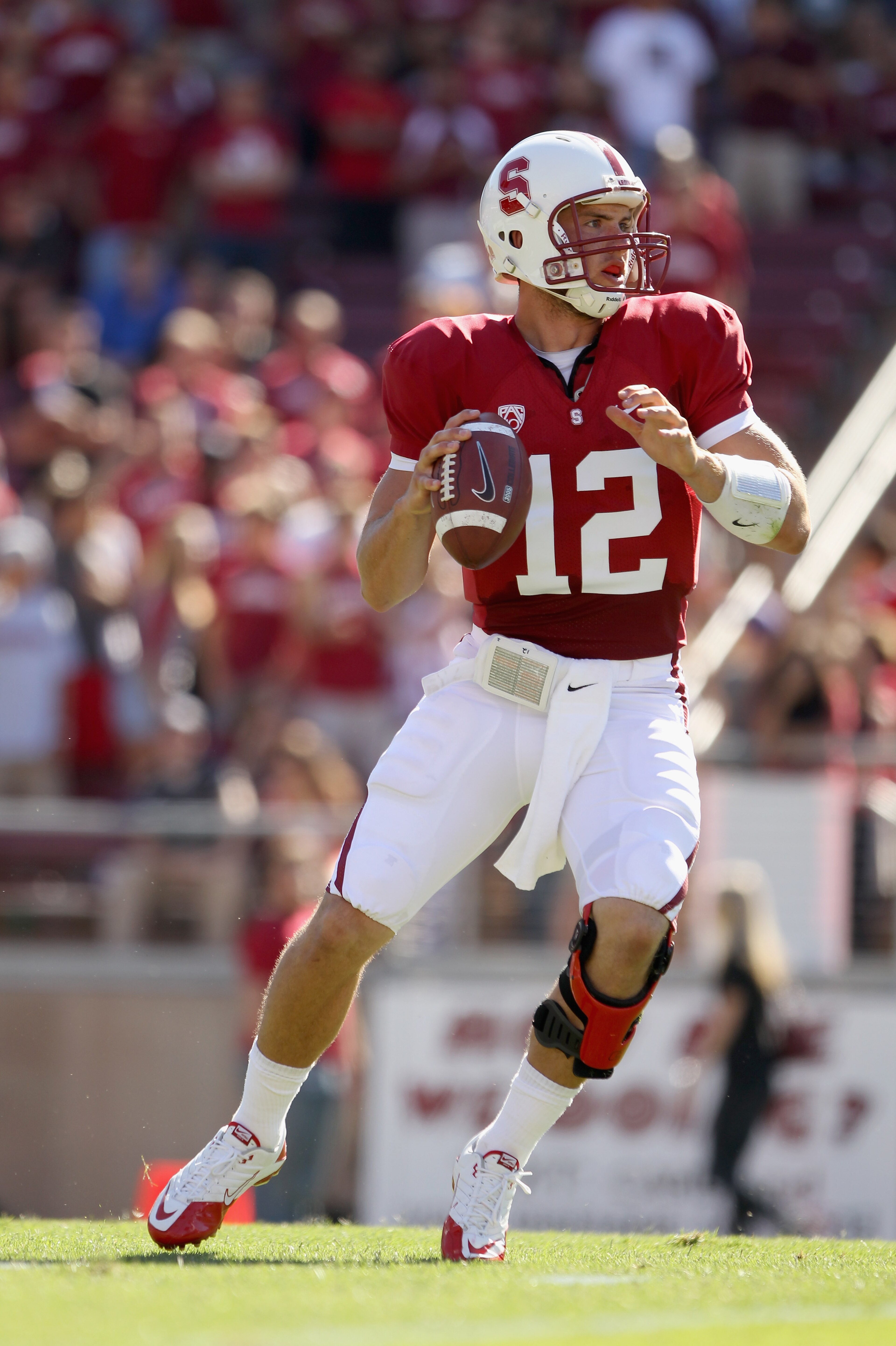 PALO ALTO, CA - SEPTEMBER 04:  Andrew Luck #12 of the Stanford Cardinal in action during their game against the Sacramento State Hornets at Stanford Stadium on September 4, 2010 in Palo Alto, California.  (Photo by Ezra Shaw/Getty Images)