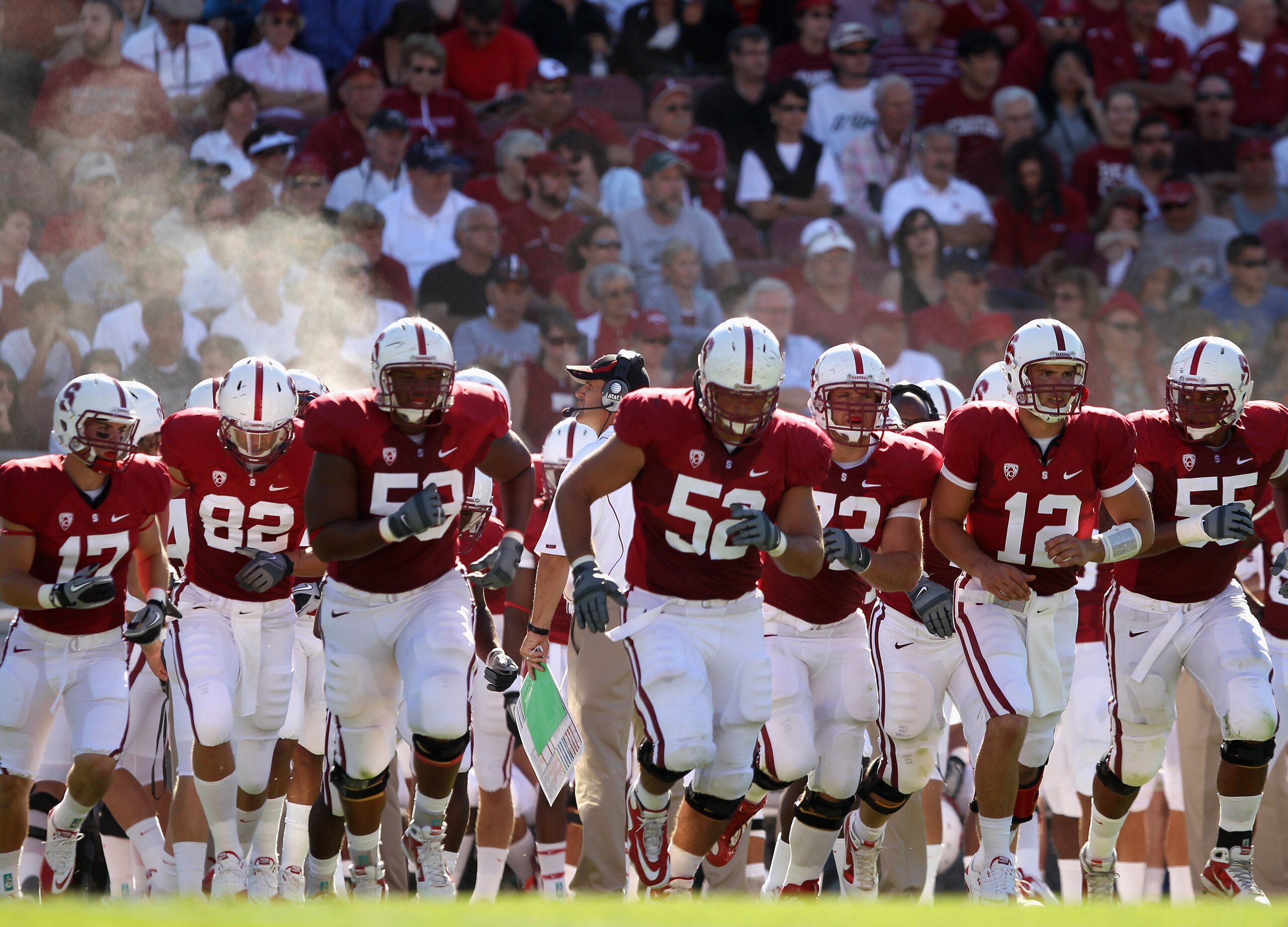 PALO ALTO, CA - SEPTEMBER 04:  Andrew Luck #12 of the Stanford Cardinal in action during their game against the Sacramento State Hornets at Stanford Stadium on September 4, 2010 in Palo Alto, California.  (Photo by Ezra Shaw/Getty Images)