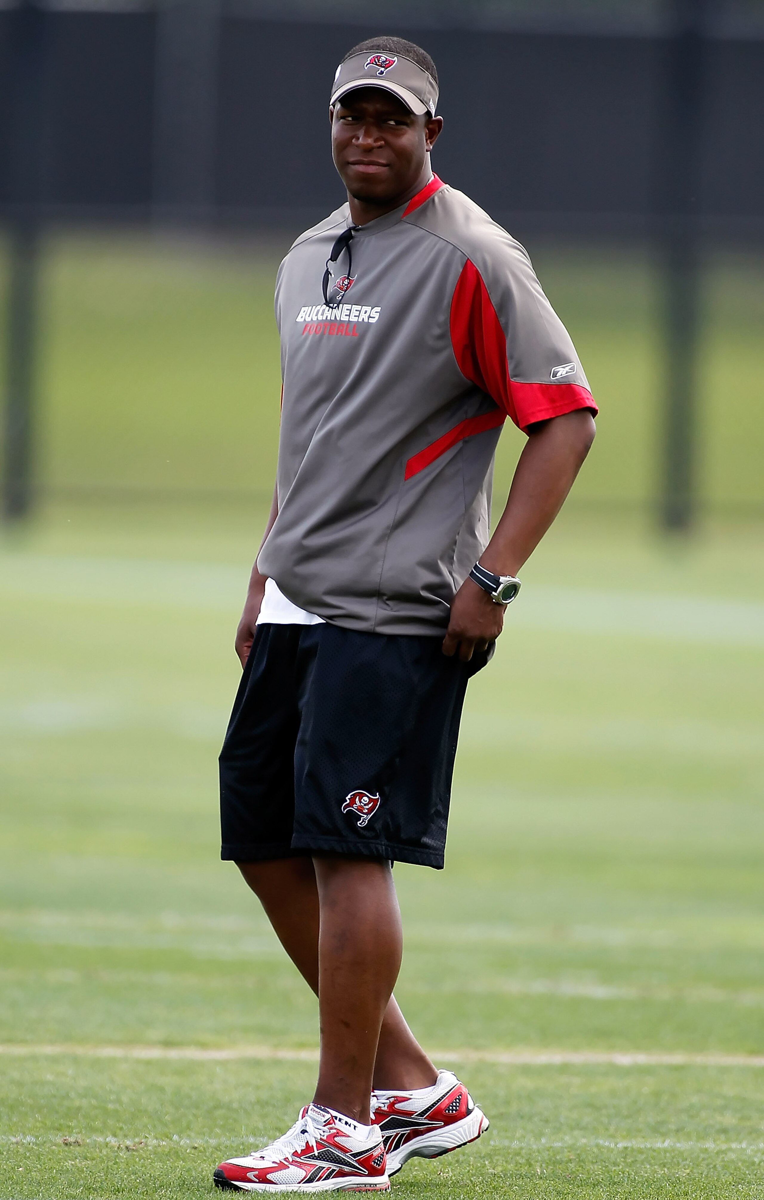 TAMPA - MAY 01: Head coach Raheem Morris of the Tampa Bay Buccaneers watches his team during the Buccaneers Rookie mini camp at One Buccaneer Place on May 1, 2010 in Tampa, Florida. (Photo by J. Meric/Getty Images) TAMPA - MAY 01: Head coach Raheem Morris of the Tampa Bay Buccaneers watches his team during the Buccaneers Rookie mini camp at One Buccaneer Place on May 1, 2010 in Tampa, Florida. (Photo by J. Meric/Getty Images)