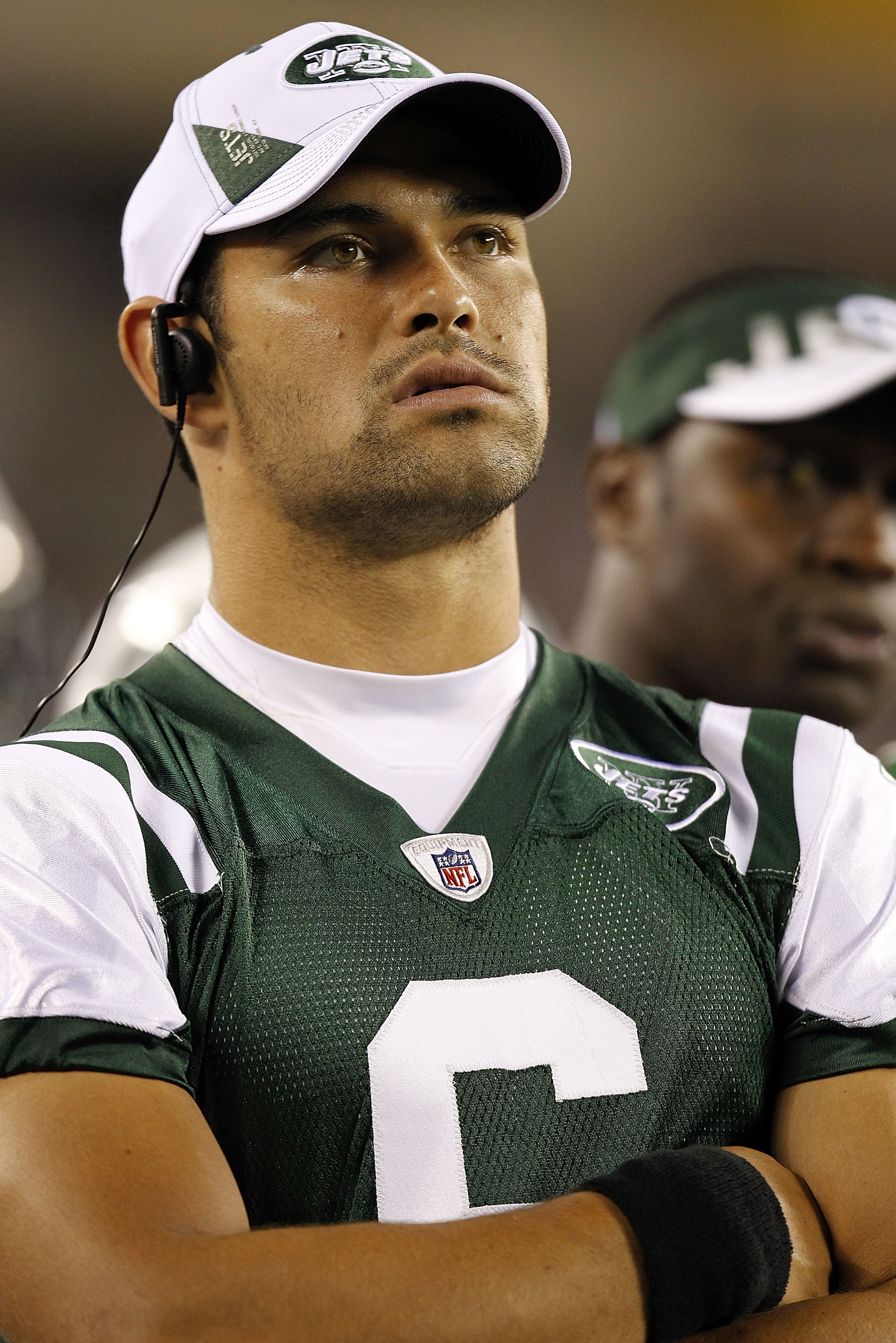 PHILADELPHIA - SEPTEMBER 02: Mark Sanchez #6 of the New York Jets stands on the sidelines during a preseason game against the Philadelphia Eagles at Lincoln Financial Field on September 2, 2010 in Philadelphia, Pennsylvania. (Photo by Jeff Zelevansky/Gett