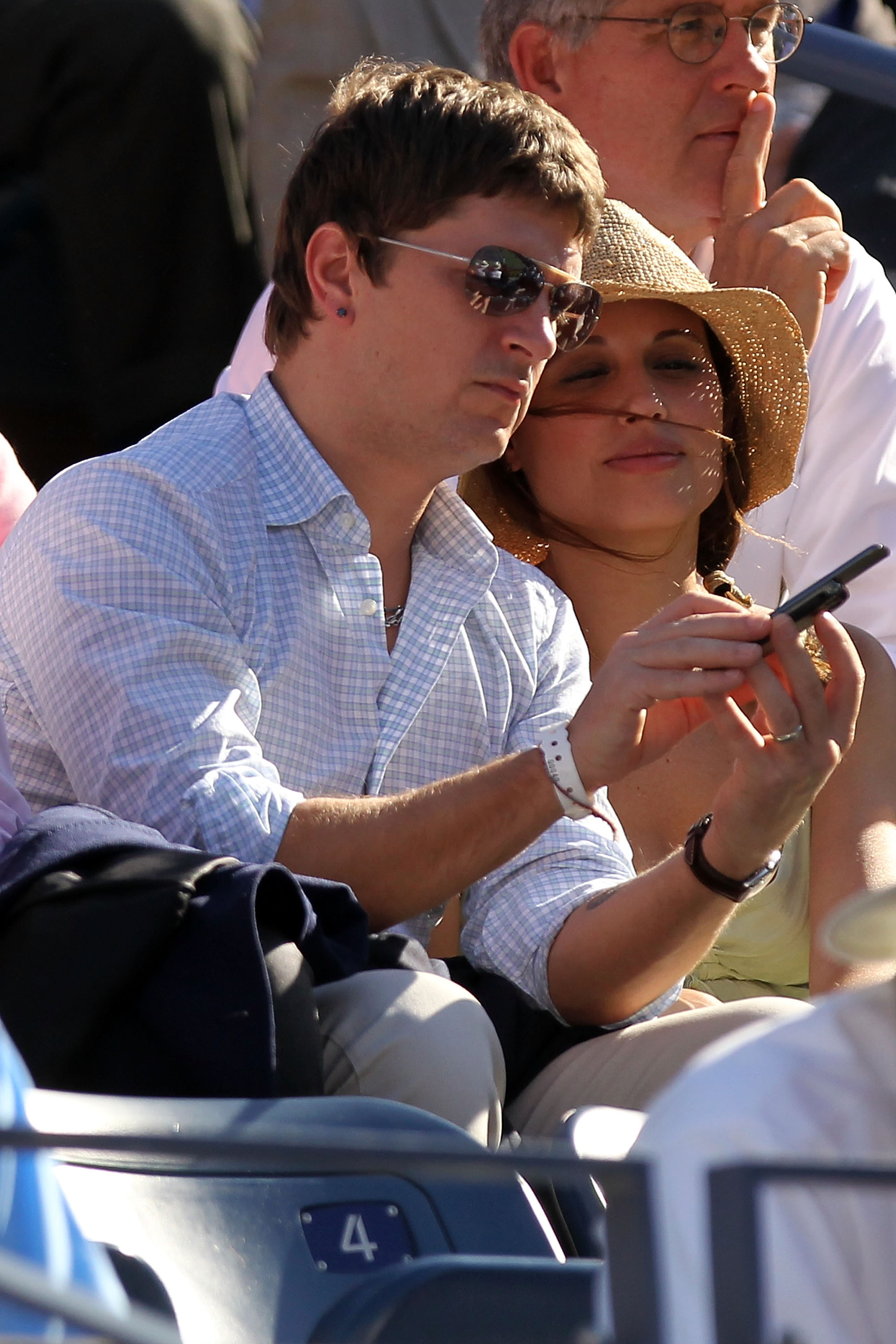 NEW YORK - SEPTEMBER 08: Musician Rob Thomas (L) and wife Marisol Maldonado (R) attend day ten of the 2010 U.S. Open at the USTA Billie Jean King National Tennis Center on September 8, 2010 in the Flushing neighborhood of the Queens borough of New York Ci