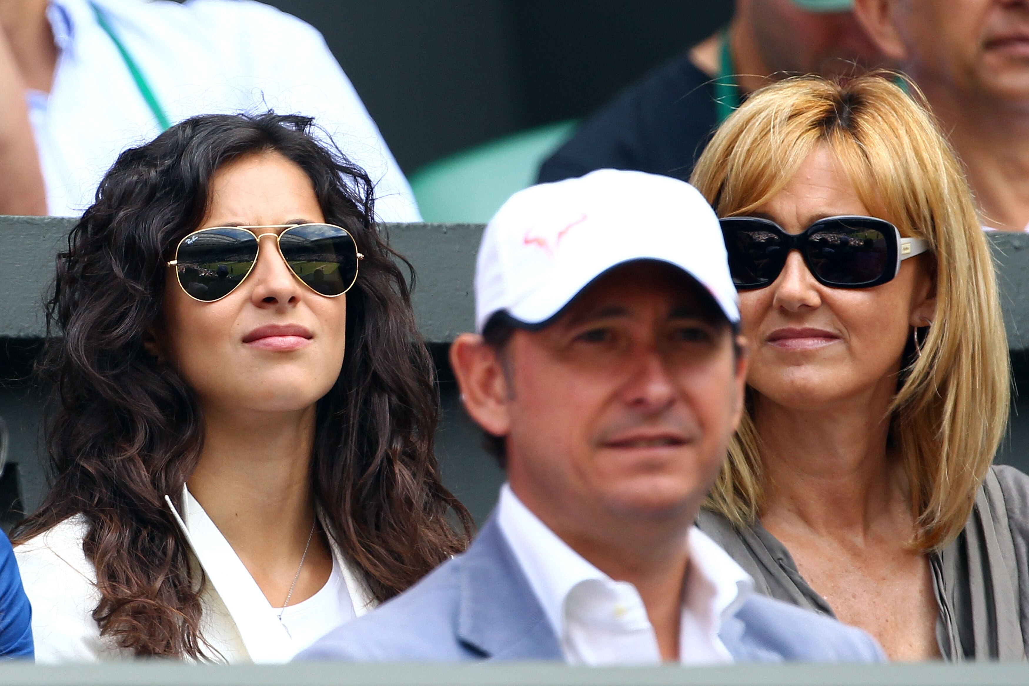 LONDON, ENGLAND - JULY 04:  Rafael Nadal's girlfriend Maria Francisco Perello (L) and mother Ana Maria Nadal (R) look on ahead of the Men's Singles Final match between Rafael Nadal of Spain and Tomas Berdych of Czech Republic on Day Thirteen of the Wimble