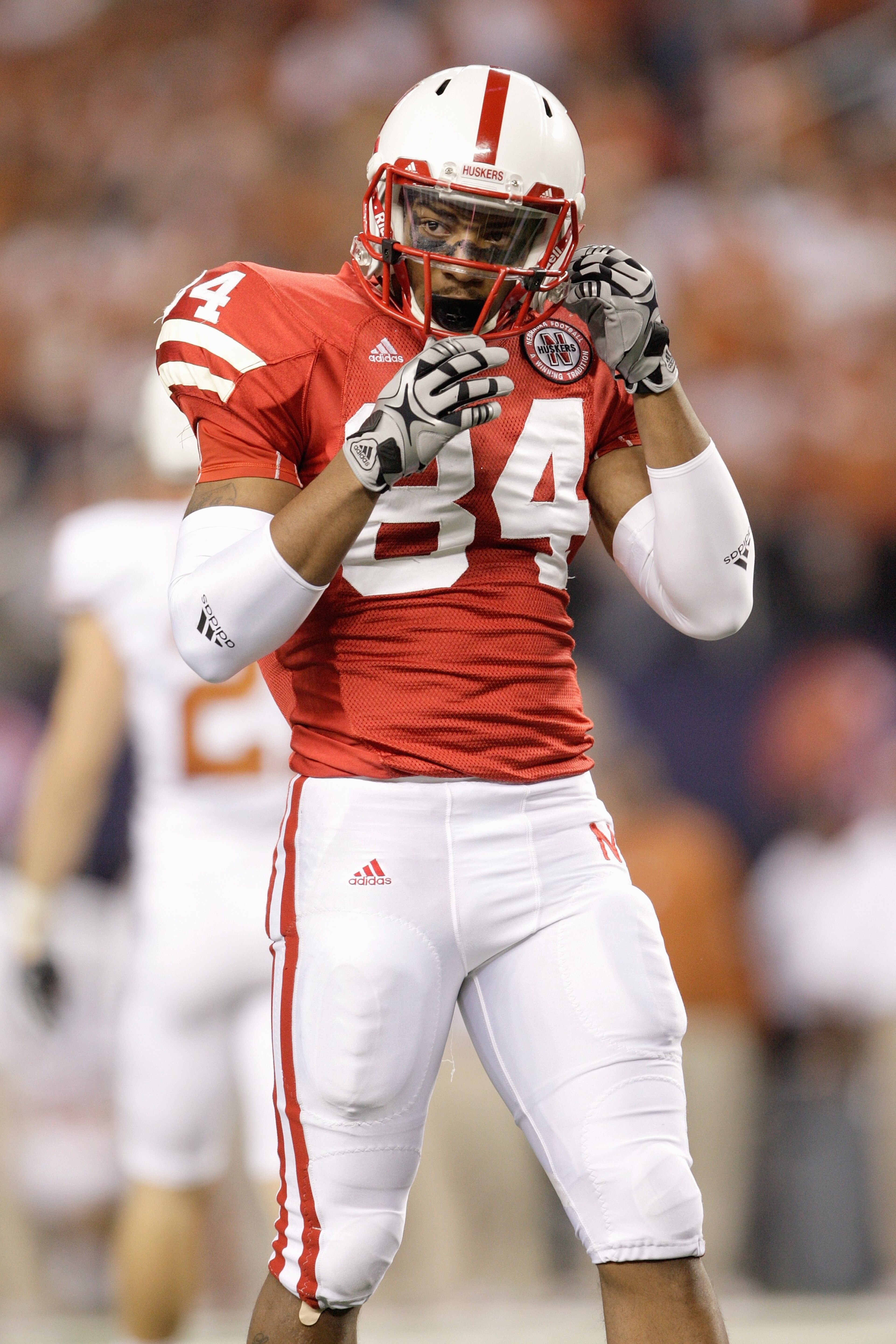 ARLINGTON, TX - DECEMBER 5: Brandon Kinnie #84 of the Nebraska Cornhuskers walks on the field during Big 12 Football Championship game against the Texas Longhorns at Cowboys Stadium on December 5, 2009 in Arlington, Texas. (Photo by Jamie Squire/Getty Ima