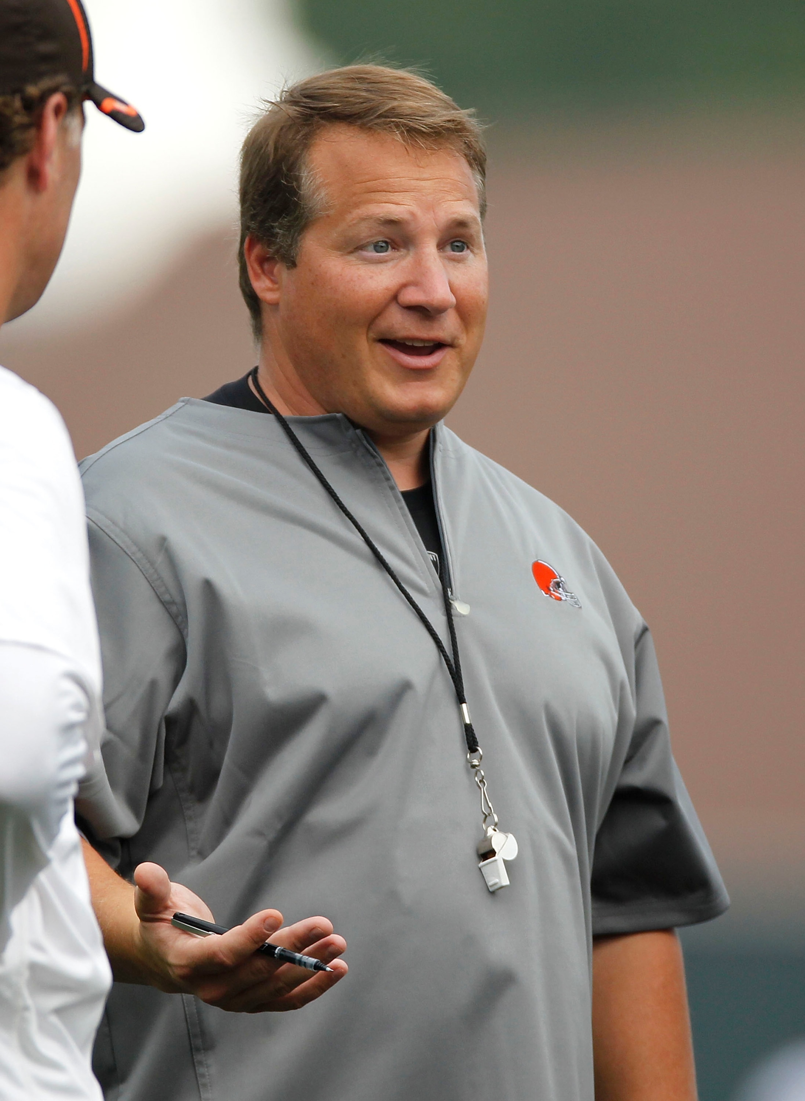 BEREA, OH - AUGUST 04:  Head coach Eric Mangini of the Cleveland Browns looks on during training camp at the Cleveland Browns Training and Administrative Complex on August 4, 2010 in Berea, Ohio.  (Photo by Gregory Shamus/Getty Images)