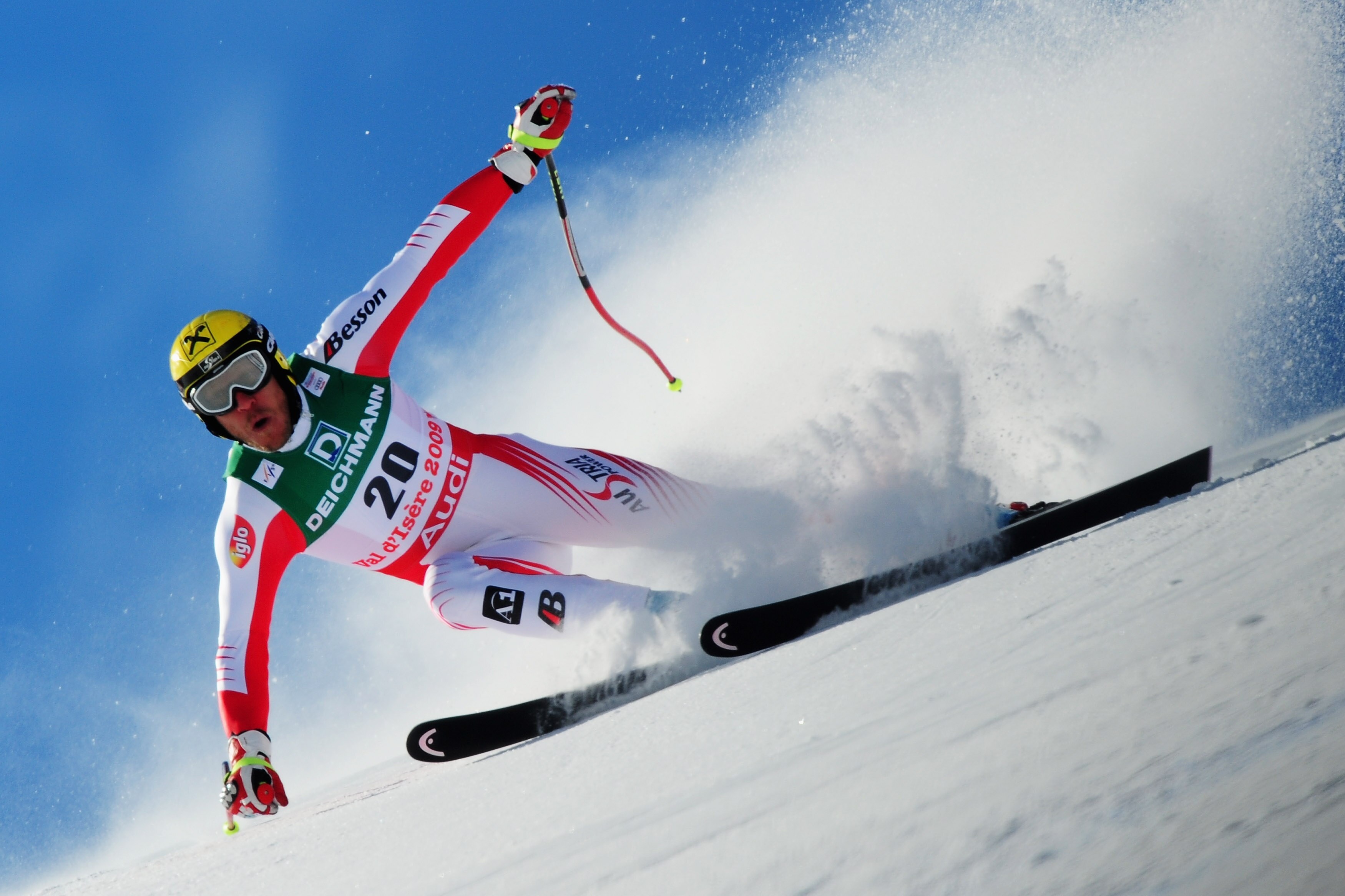 VAL D'ISERE, FRANCE - FEBRUARY 04: Hermann Maier of Austria competes during the Men's Super G event held on the Face de Bellevarde course on February 4, 2009 in Val d'Isere, France. (Photo by Clive Mason/Getty Images) VAL D'ISERE, FRANCE - FEBRUARY 04: Hermann Maier of Austria competes during the Men's Super G event held on the Face de Bellevarde course on February 4, 2009 in Val d'Isere, France. (Photo by Clive Mason/Getty Images)