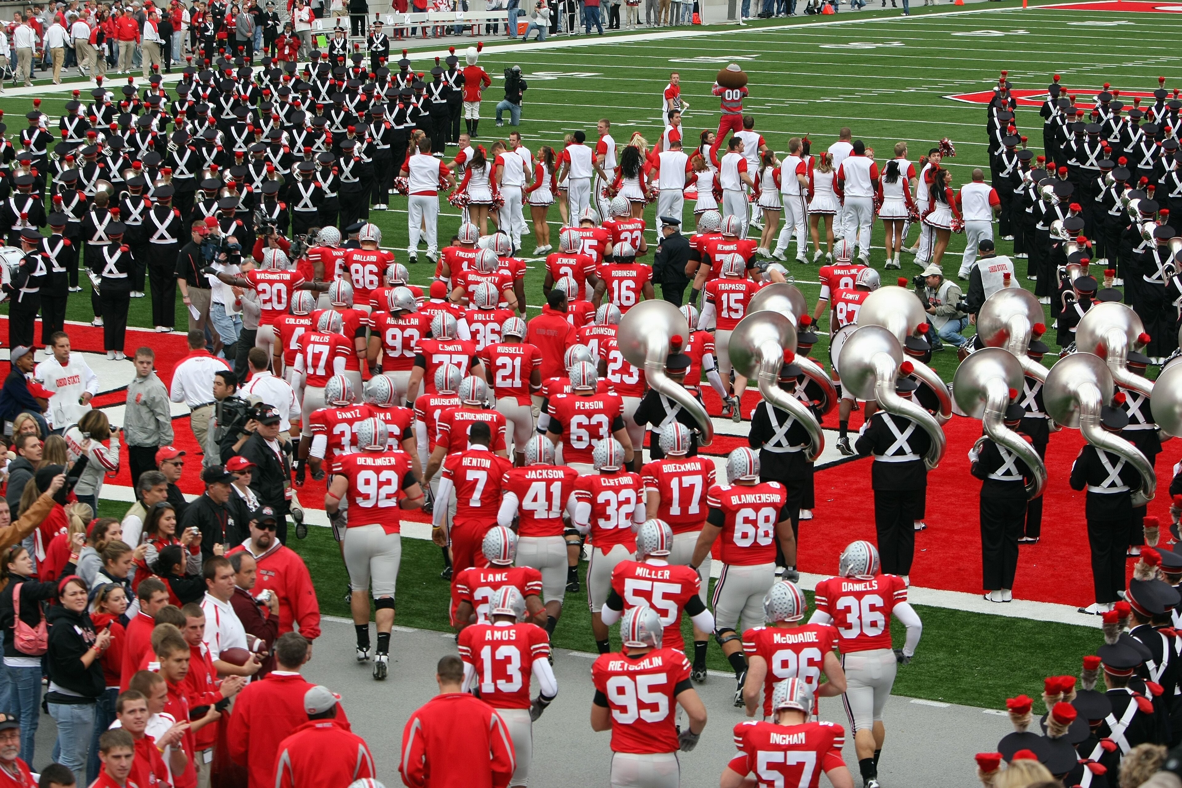 COLUMBUS, OH - NOVEMBER 03: The Ohio State Buckeyes enter the field before the game against the Wisconsin Badgers on November 3, 2007 at Ohio Stadium in Columbus, Ohio. Ohio State defeated Wisconsin 38-17. (Photo by Jonathan Daniel/Getty Images)