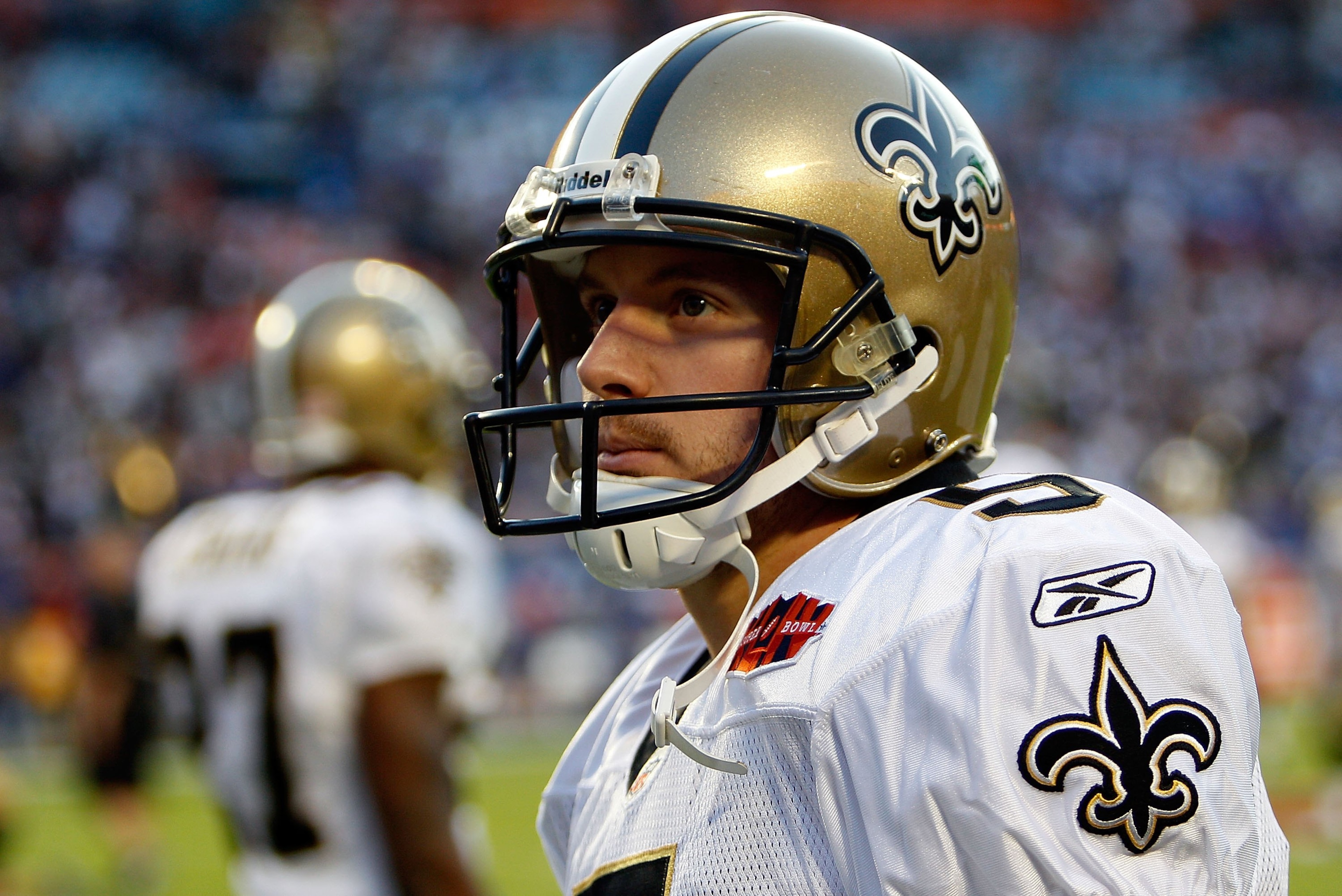 MIAMI GARDENS, FL - FEBRUARY 07:   Garrett Hartley #5 of the New Orleans Saints warms up on the field prior to Super Bowl XLIV against the Indianapolis Colts on February 7, 2010 at Sun Life Stadium in Miami Gardens, Florida.  (Photo by Chris Graythen/Gett
