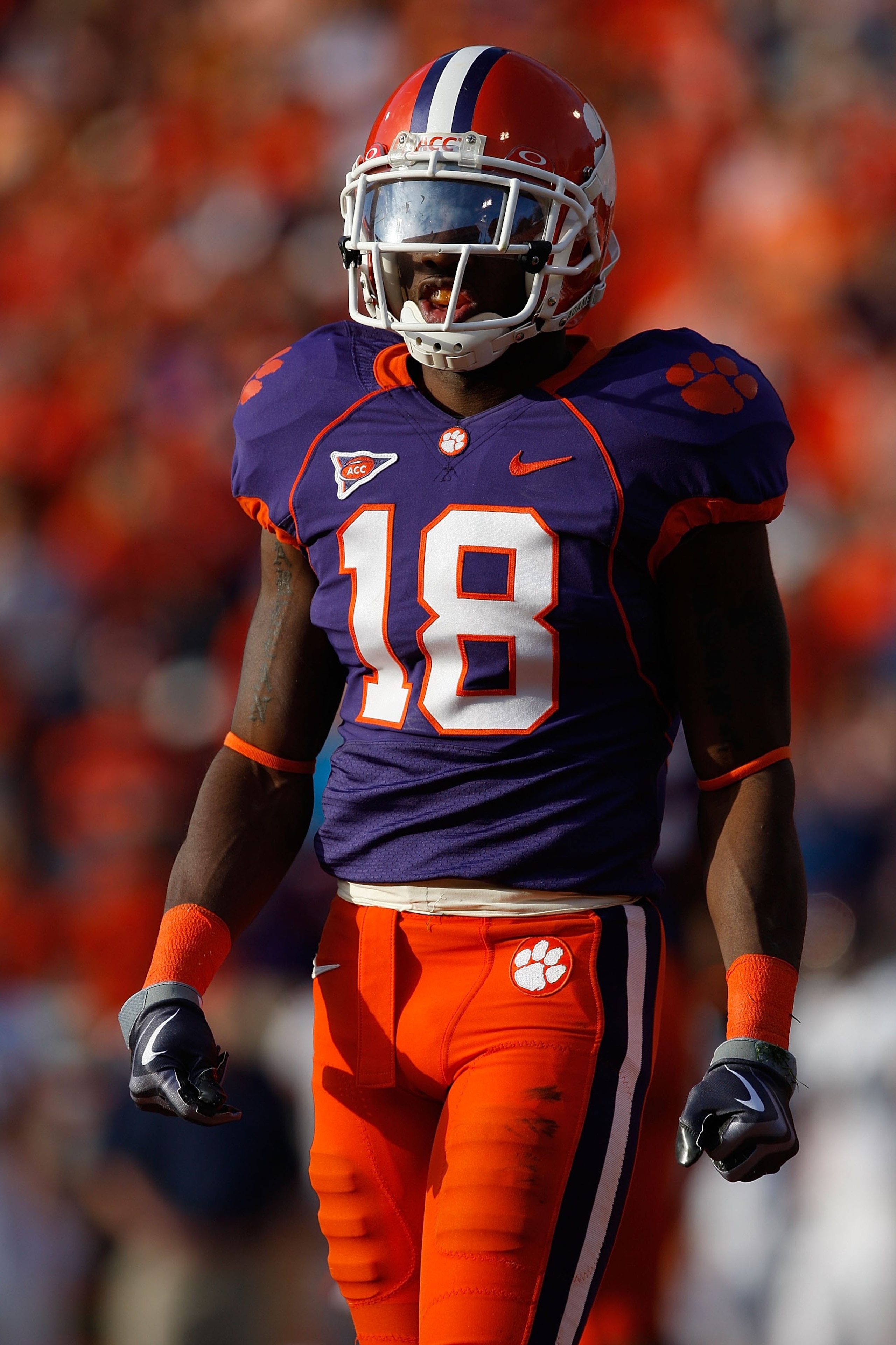 CLEMSON, SC - NOVEMBER 21:  Crezdon Butler #18 of the Clemson Tigers looks on during the game against the Virginia Cavaliers at Memorial Stadium on November 21, 2009 in Clemson, South Carolina.  (Photo by Streeter Lecka/Getty Images)