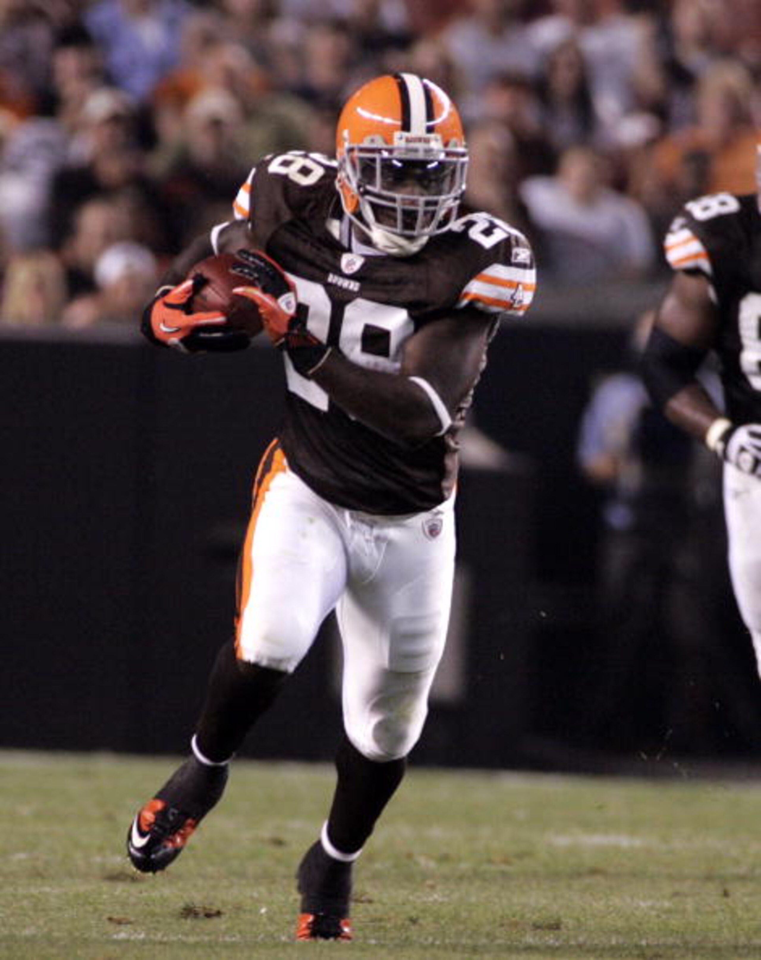 CLEVELAND - SEPTEMBER 2: James Davis #28 of the Cleveland Browns carries the ball up field against the Chicago Bears during the preseason game on September 2, 2010 at Cleveland Browns Stadium in Cleveland, Ohio. The Browns defeated the Bears 13-10. (Photo
