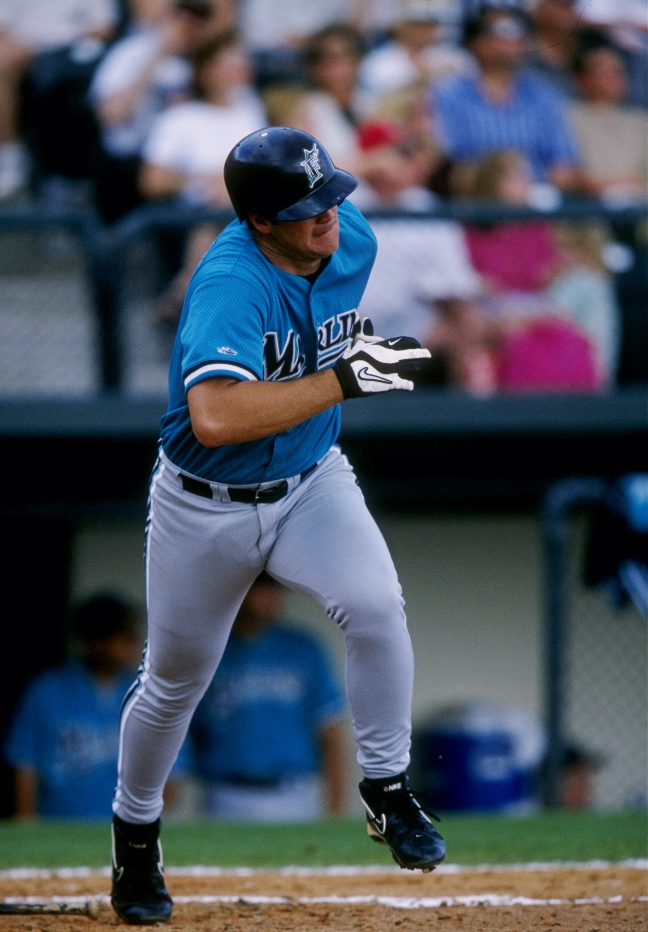 8 Mar 1998:  Infielder Josh Booty of the Florida Marlins in action during a spring training game against the Atlanta Braves at the Space Coast Stadium in Viera, Florida.  The Braves won the game, 3-0. Mandatory Credit: Andy Lyons  /Allsport