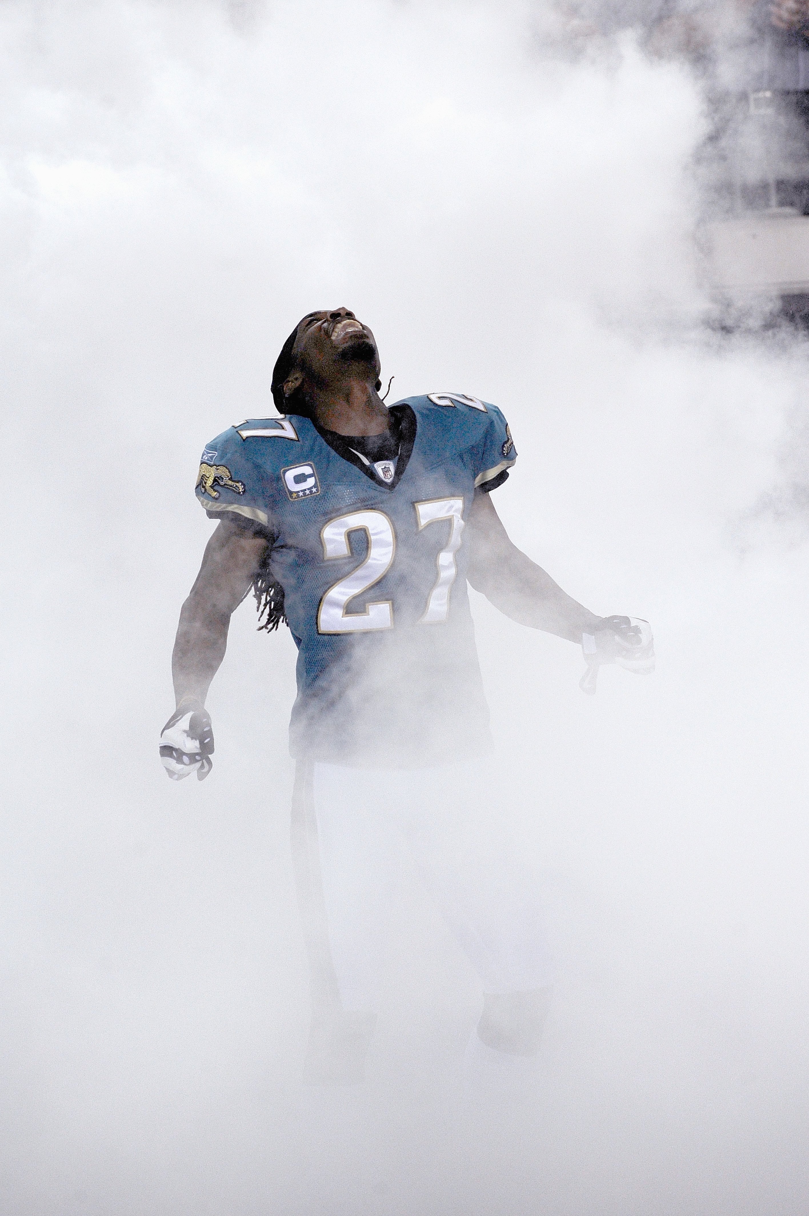 JACKSONVILLE, FL - OCTOBER 05:  Rashean Mathis #27 of the Jacksonville Jaguars reacts as he enters the field before the game against the Pittsburgh Steelers at Jacksonville Municipal Stadium on October 5, 2008 in Jacksonville, Florida.  (Photo by Sam Gree