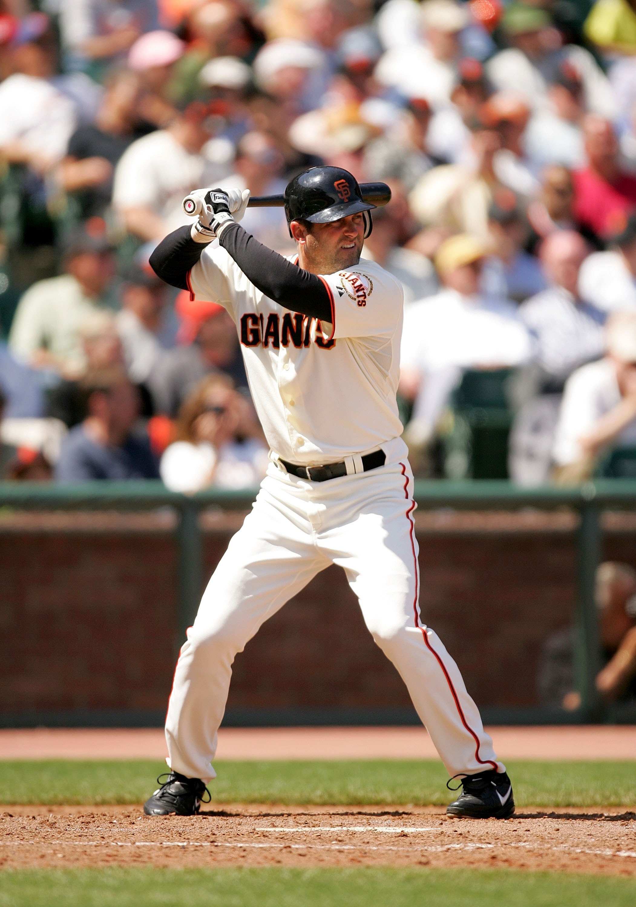SAN FRANCISCO - MAY 13:  Rich Aurilia #35 of the San Francisco Giants bats against the Washington Nationals at AT&T Park on May 13, 2009 in San Francisco, California.  (Photo by Ezra Shaw/Getty Images)