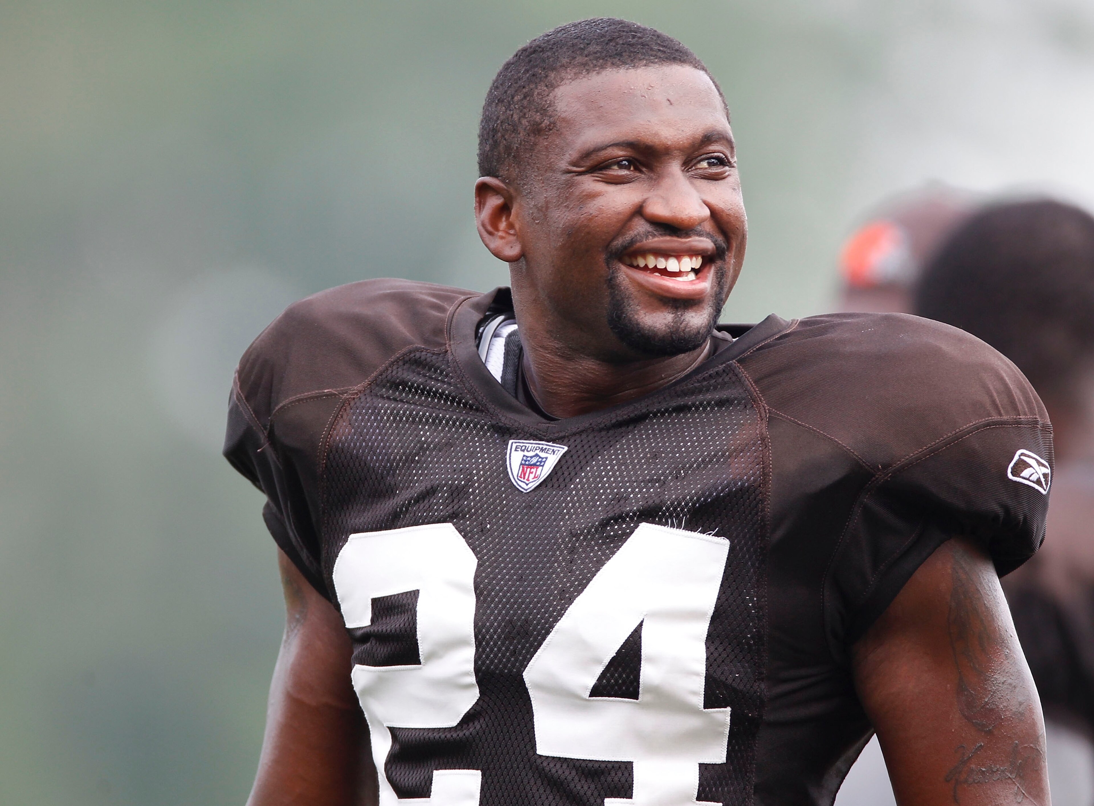 BEREA, OH - AUGUST 04:  Sheldon Brown #24 of the Cleveland Browns smiles during training camp at the Cleveland Browns Training and Administrative Complex on August 4, 2010 in Berea, Ohio.  (Photo by Gregory Shamus/Getty Images)