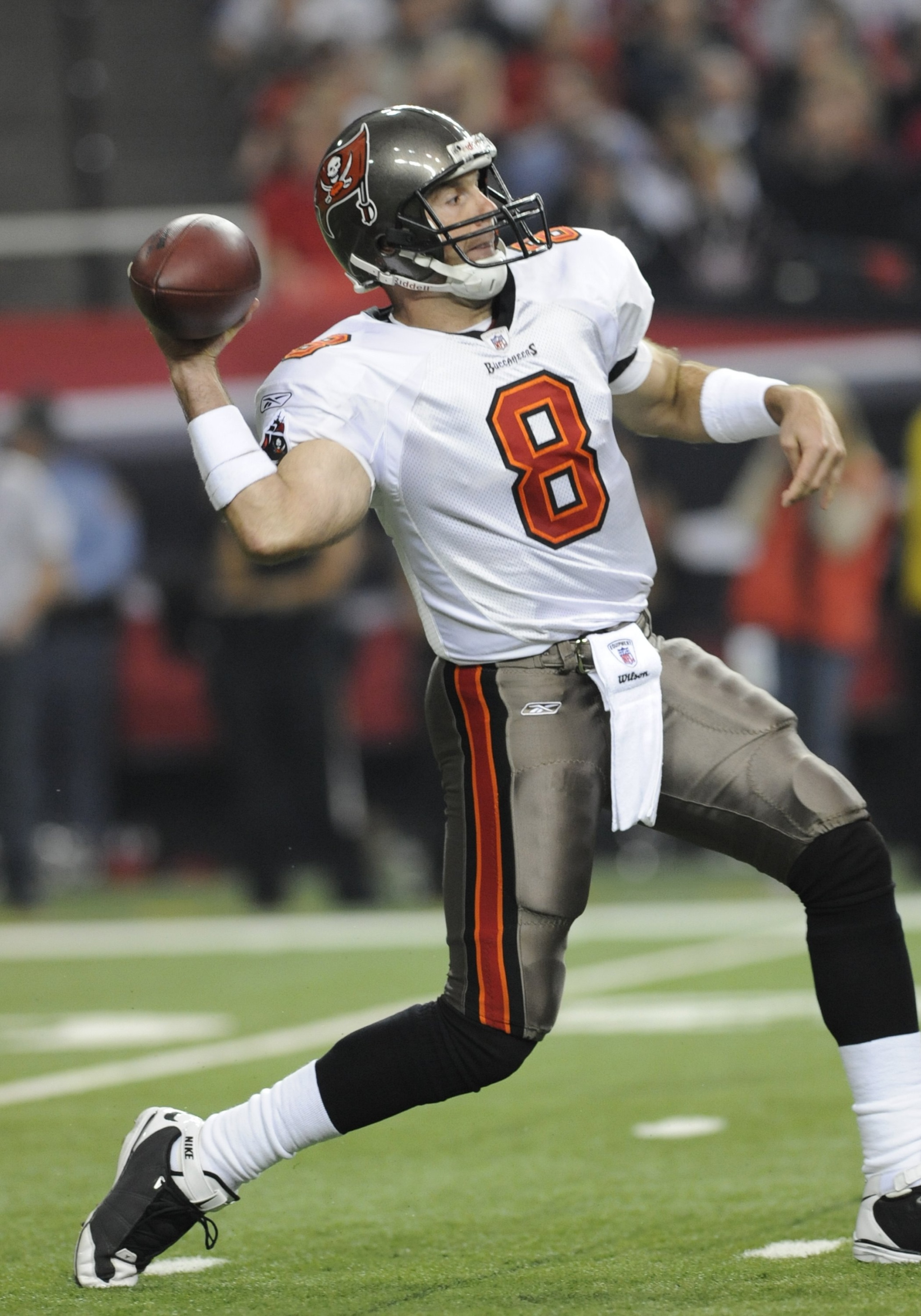 ATLANTA - DECEMBER 14: Quarterback Brian Griese #8 of the Tampa Bay Buccaneers sets to pass against the Atlanta Falcons at the Georgia Dome on December 14, 2008 in Atlanta, Georgia. (Photo by Al Messerschmidt/Getty Images) ATLANTA - DECEMBER 14: Quarterback Brian Griese #8 of the Tampa Bay Buccaneers sets to pass against the Atlanta Falcons at the Georgia Dome on December 14, 2008 in Atlanta, Georgia. (Photo by Al Messerschmidt/Getty Images)