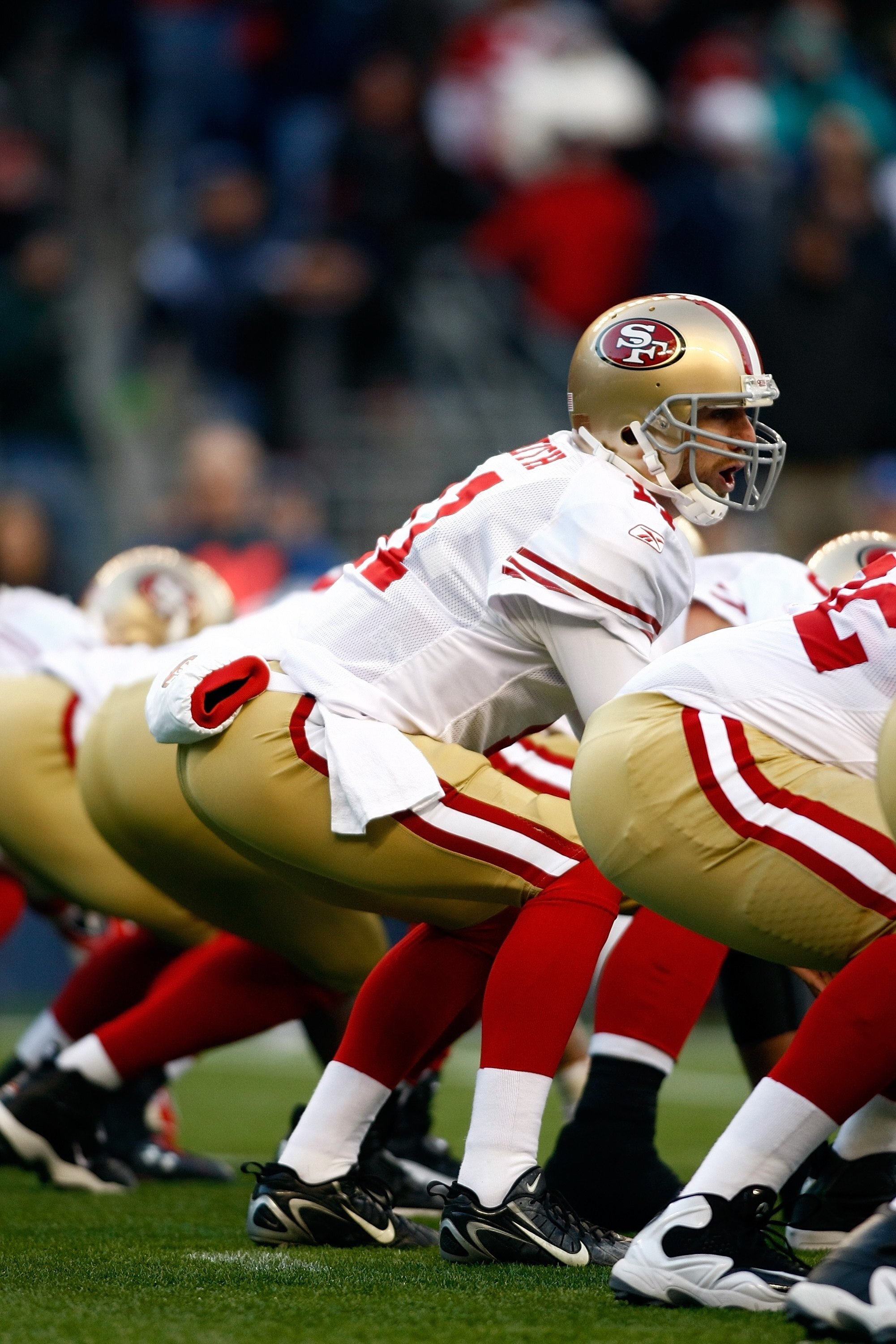SEATTLE , WA - DECEMBER 06:  Quarterback Alex Smith #11 of the San Francisco 49ers throws the ball against the Seattle Seahawks  at Qwest Field on December 6, 2009 in Seattle, Washington.  (Photo by Jonathan Ferrey/Getty Images)