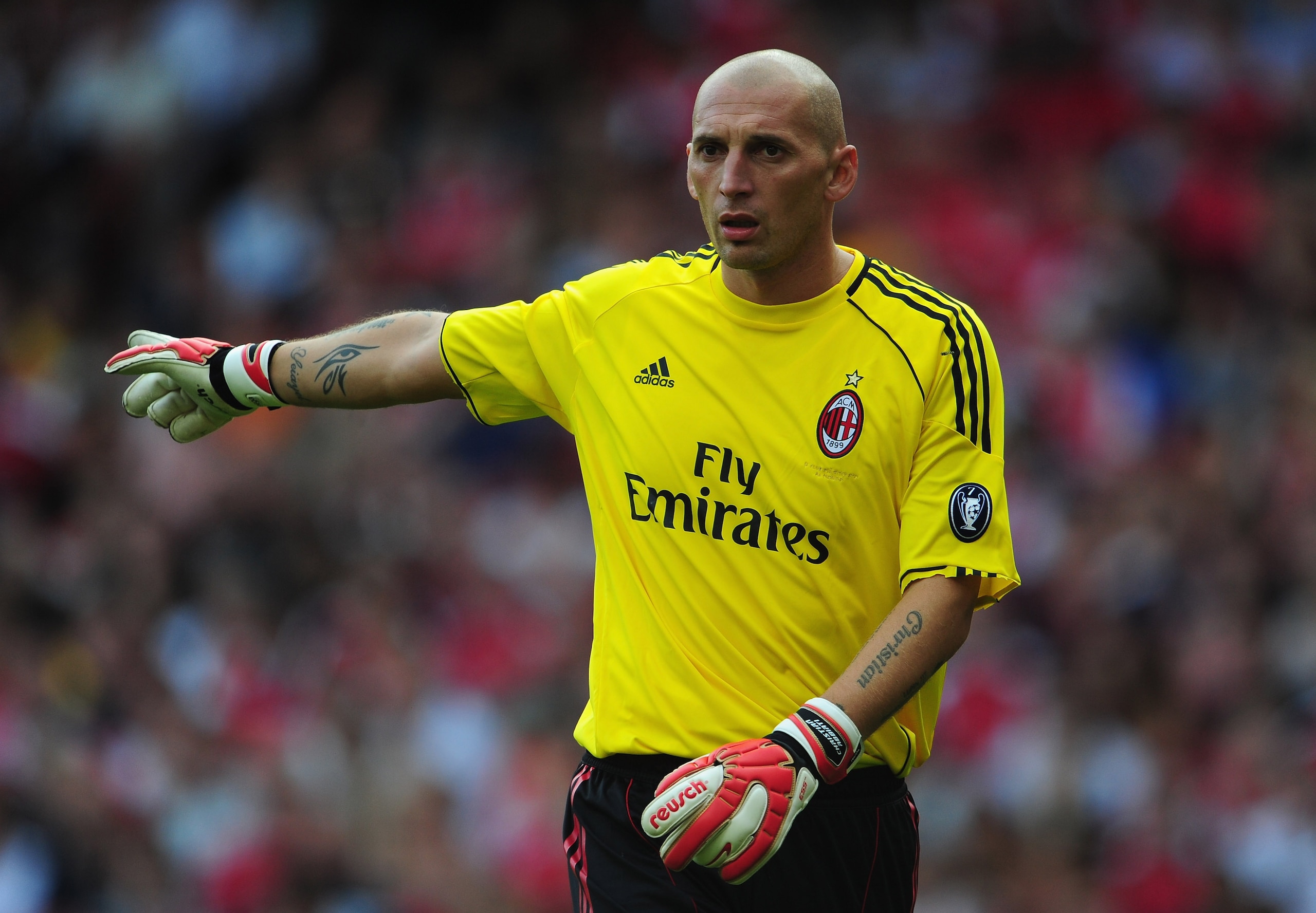 LONDON, ENGLAND - JULY 31:  Christian Abbiati of AC Milan in action during the Emirates Cup match between Arsenal and AC Milan at Emirates Stadium on July 31, 2010 in London, England.  (Photo by Mike Hewitt/Getty Images)