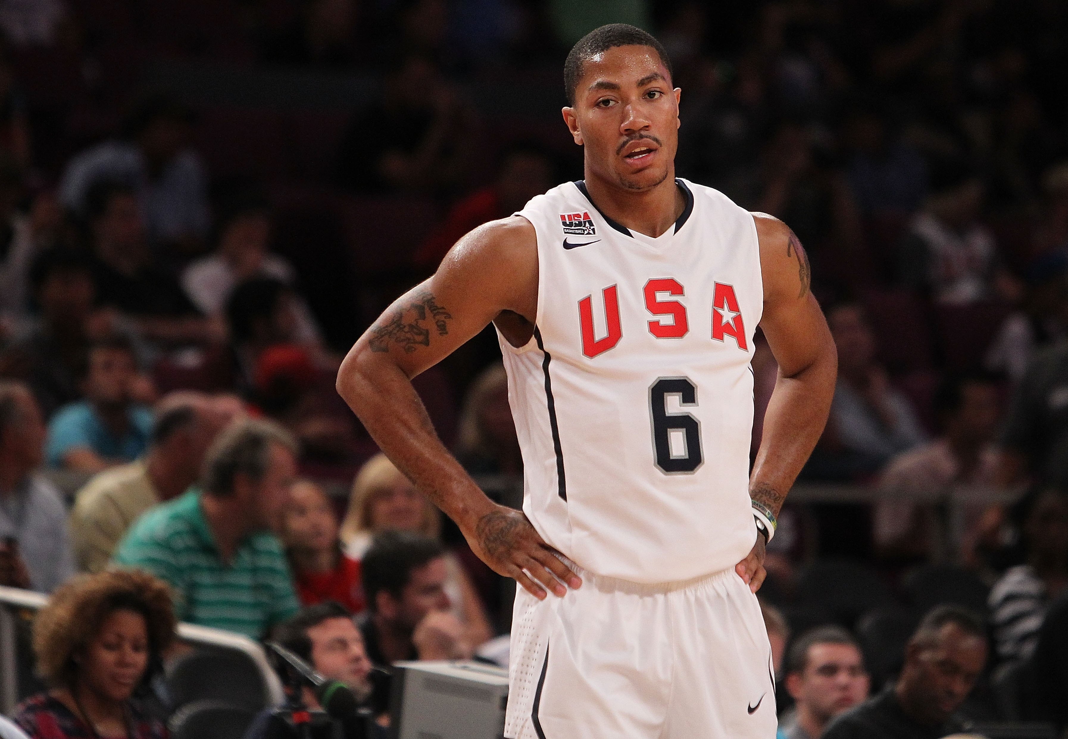 NEW YORK - AUGUST 15: Derrick Rose #6 of the United States against France during their exhibition game as part of the World Basketball Festival at Madison Square Garden on August 15, 2010 in New York City. (Photo by Nick Laham/Getty Images) NEW YORK - AUGUST 15: Derrick Rose #6 of the United States against France during their exhibition game as part of the World Basketball Festival at Madison Square Garden on August 15, 2010 in New York City. (Photo by Nick Laham/Getty Images)