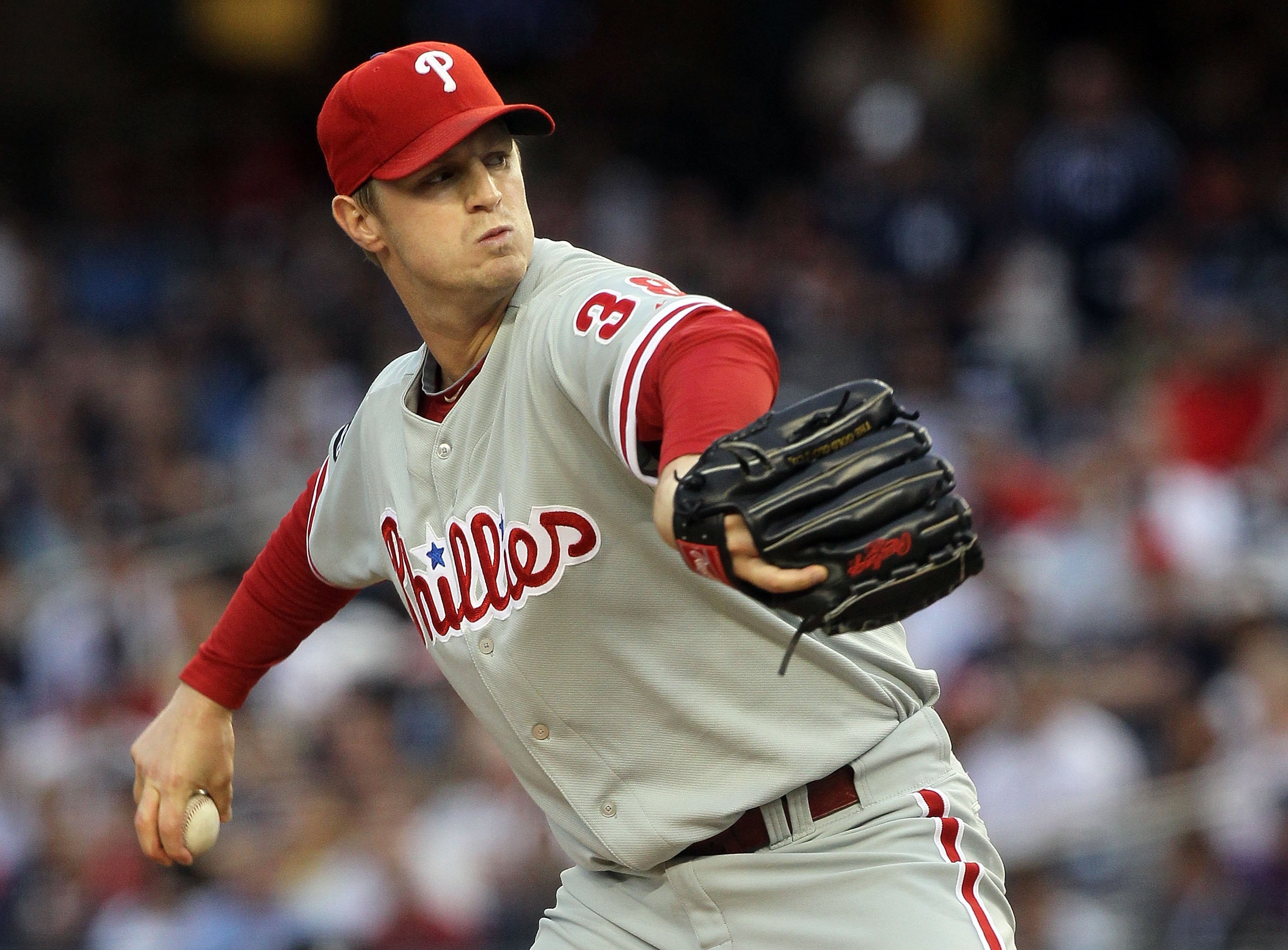 NEW YORK - JUNE 17:  Kyle Kendrick #38 of the Philadelphia Phillies delivers a pitch against the New York Yankees on June 17, 2010 at Yankee Stadium in the Bronx borough of New York City.  (Photo by Jim McIsaac/Getty Images)