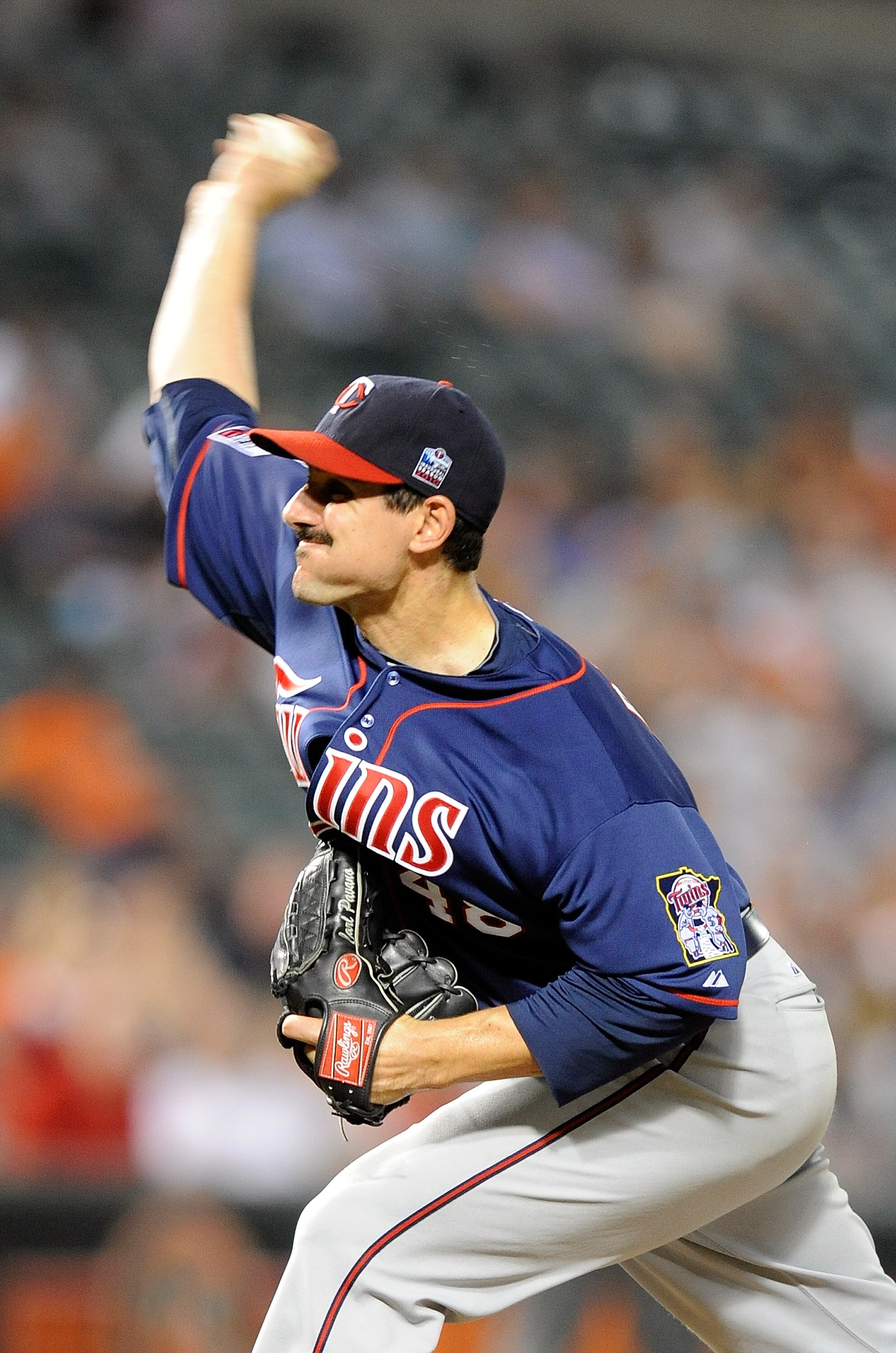 BALTIMORE - JULY 22:  Carl Pavano #48 of the Minnesota Twins pitches against the Baltimore Orioles at Camden Yards on July 22, 2010 in Baltimore, Maryland.  Pavano pitched a complete game shutout. (Photo by Greg Fiume/Getty Images)