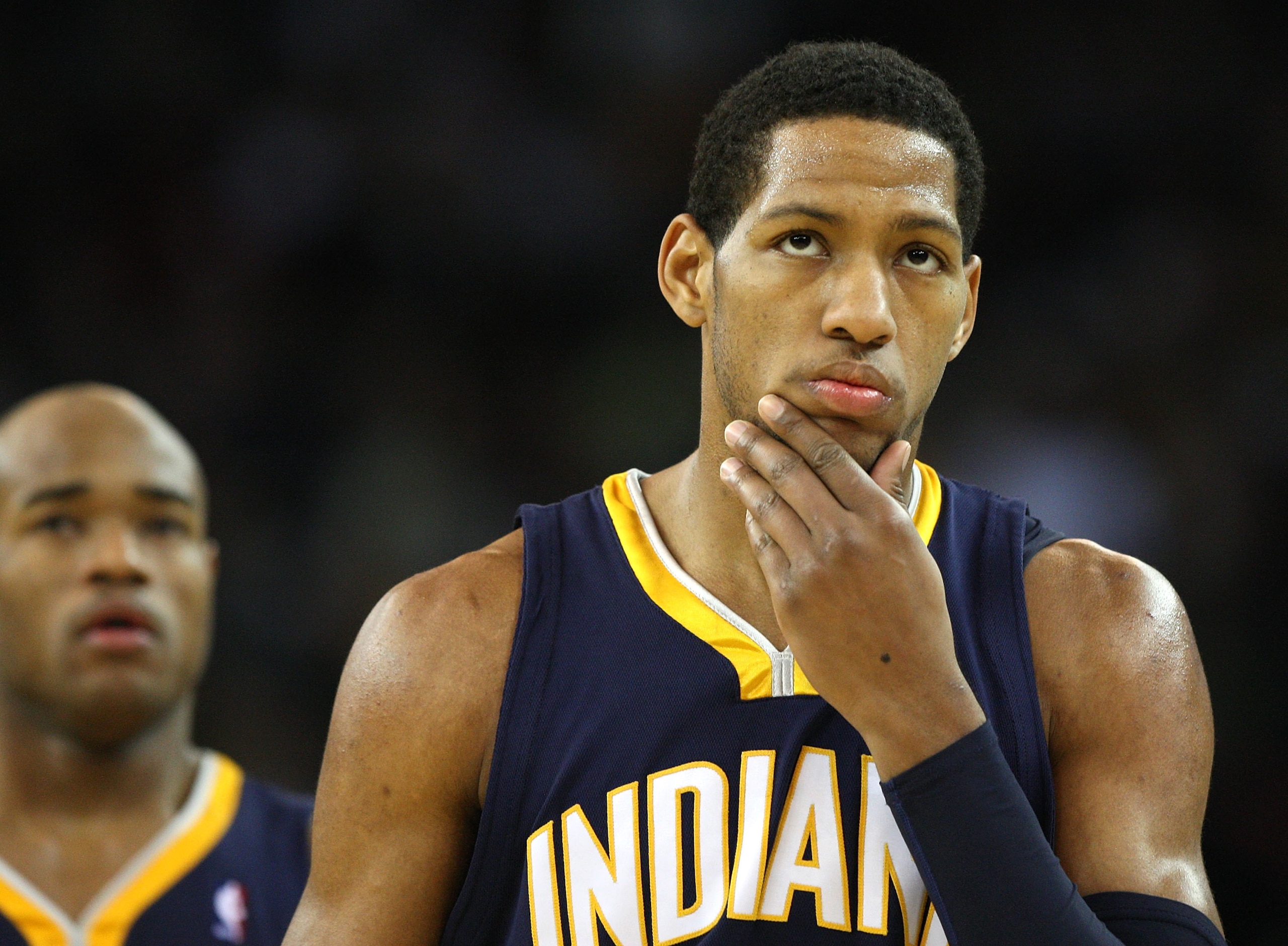 OAKLAND, CA - JANUARY 11: Danny Granger #33 of the Indiana Pacers looks on against the Golden State Warriors during an NBA game on January 11, 2009 at Oracle Arena in Oakland, California. NOTE TO USER: User expressly acknowledges and agrees that, by downl