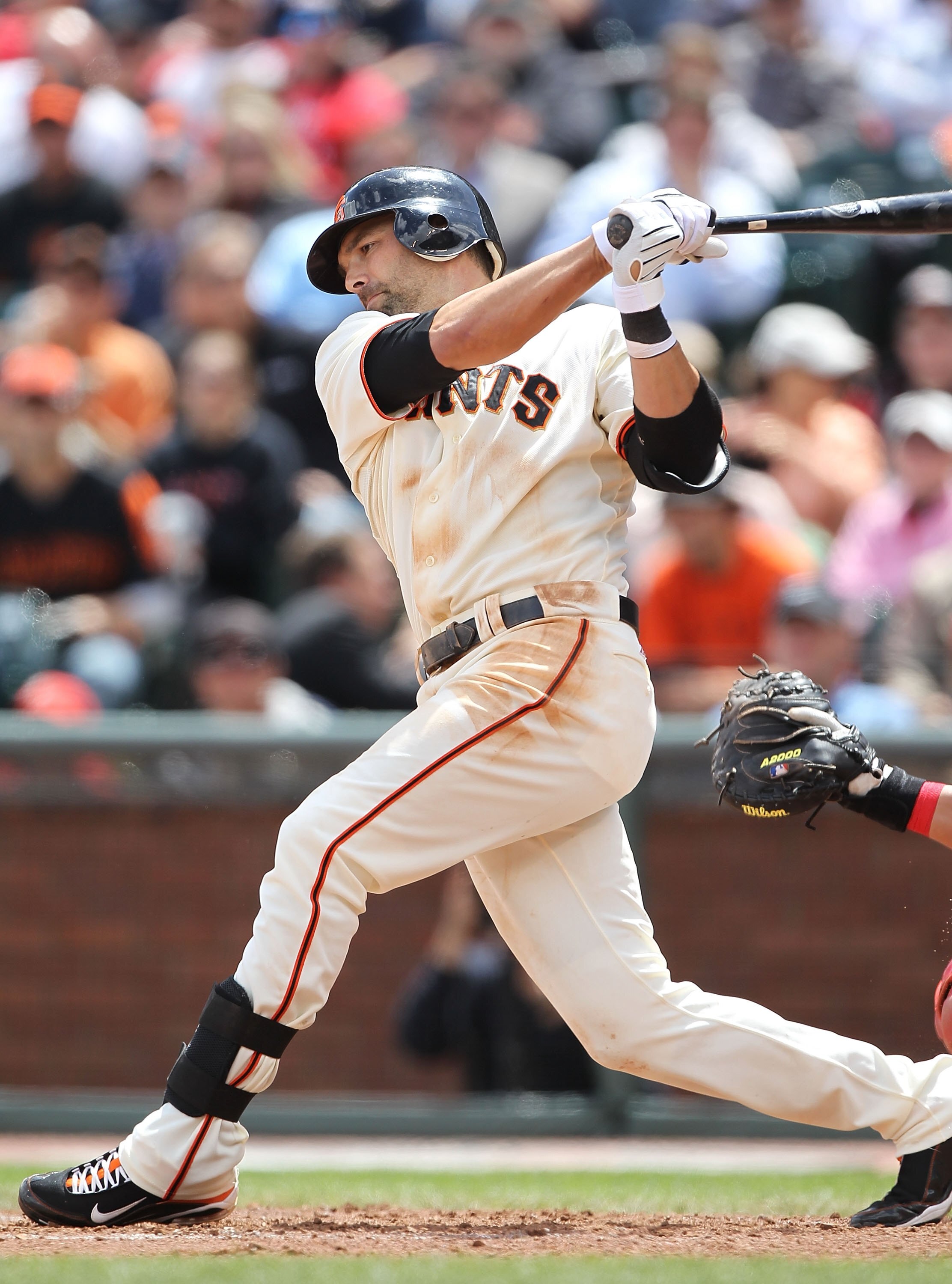SAN FRANCISCO - APRIL 28:  Mark DeRosa #7 of the San Francisco Giants bats against the Philadelphia Phillies during an MLB game at AT&T Park on April 28, 2010 in San Francisco, California.  (Photo by Jed Jacobsohn/Getty Images)